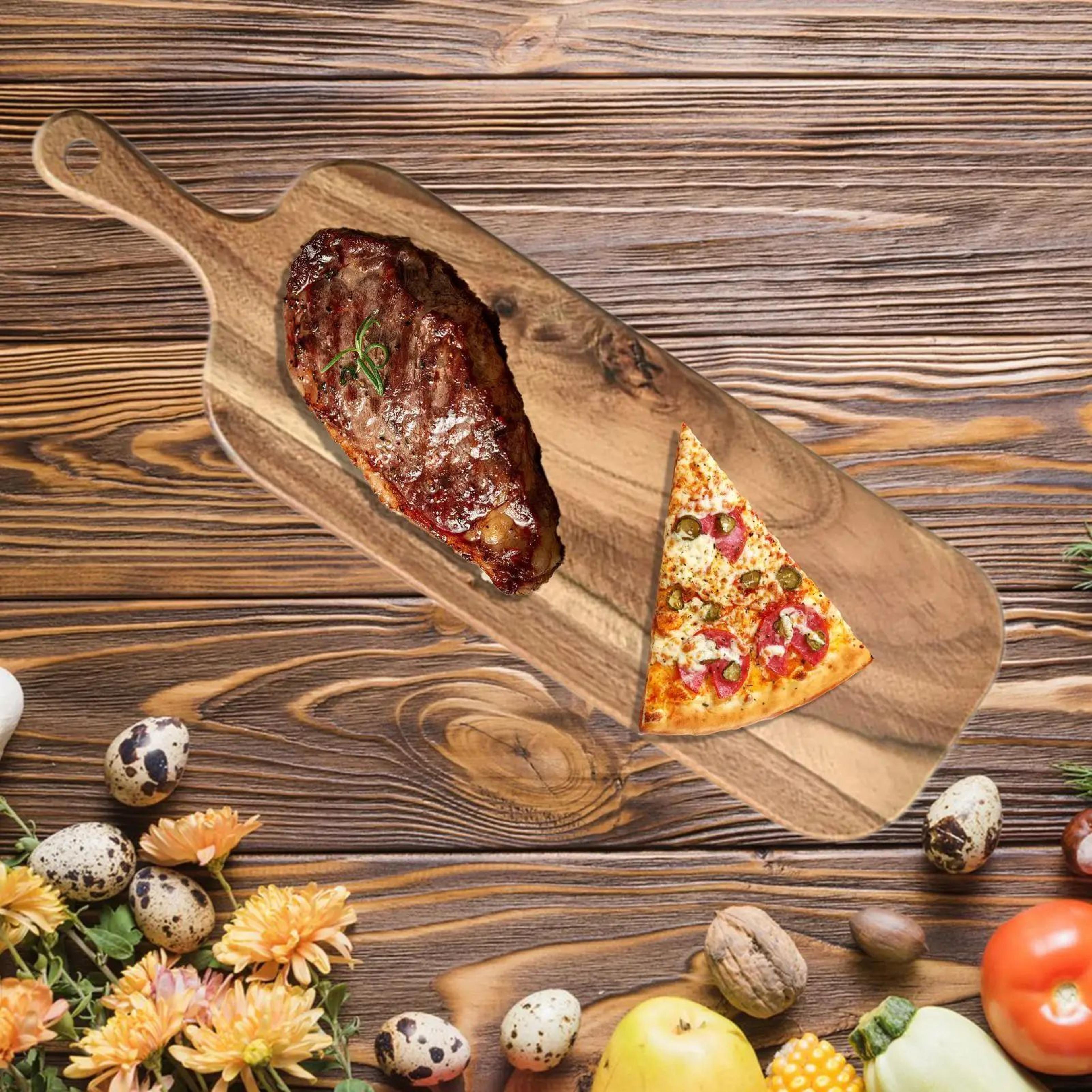 Double Sided Wooden Cutting Board With Handle For Kitchen And Charcuterie Serving 2