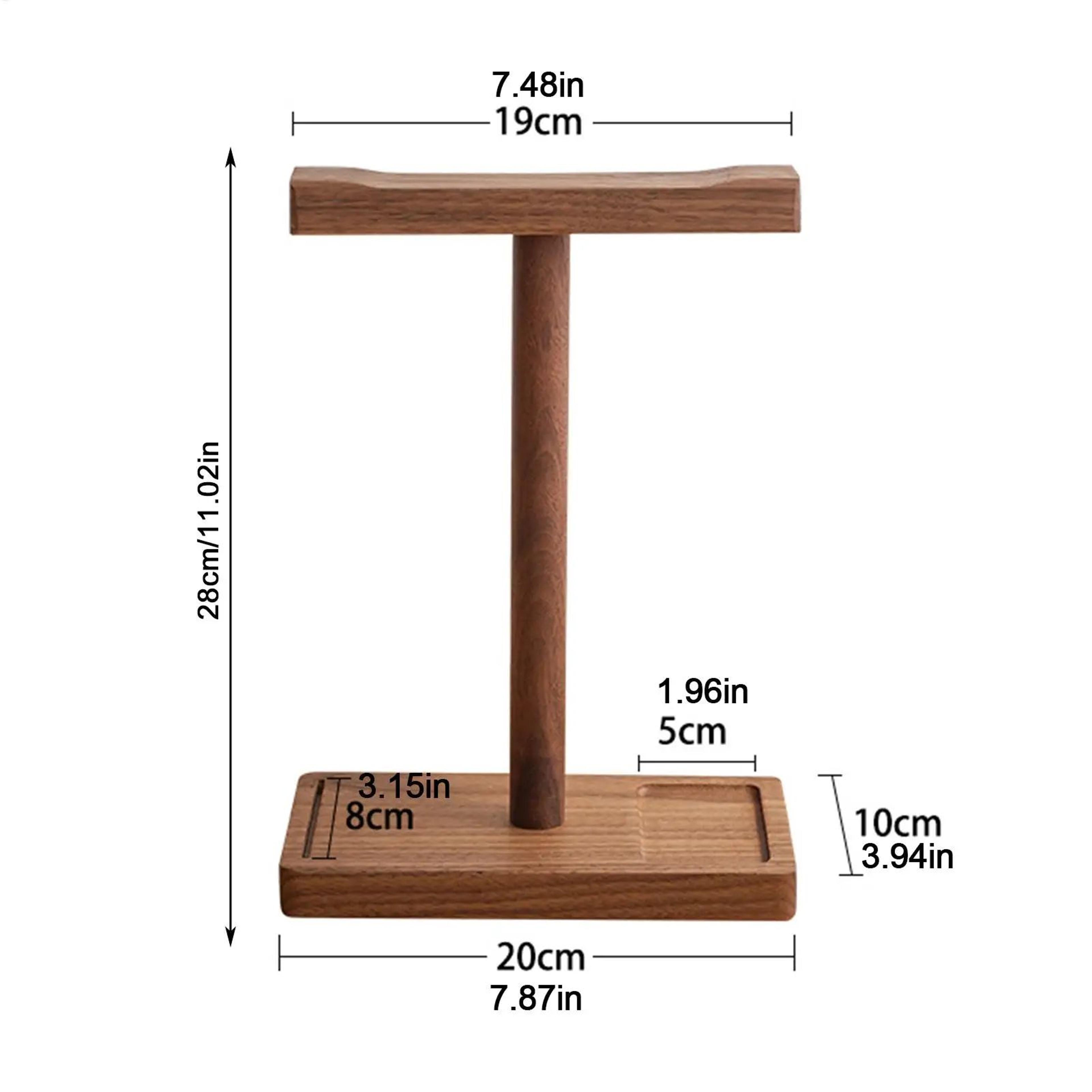 Walnut Wooden Headphone Stand Rustic Desktop Headset Holder 2