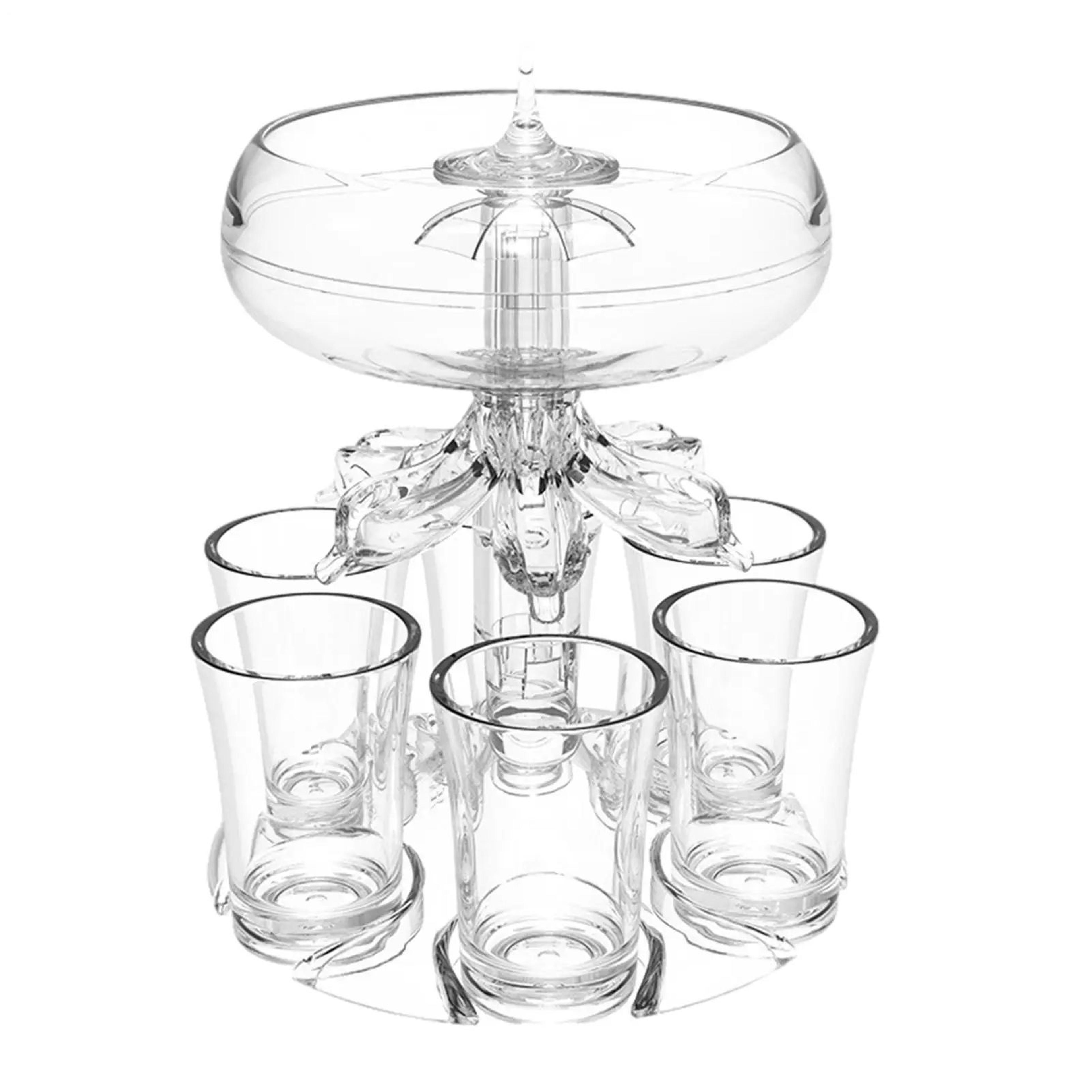6 shot liquor dispenser cocktail pourer with glass holder for parties
