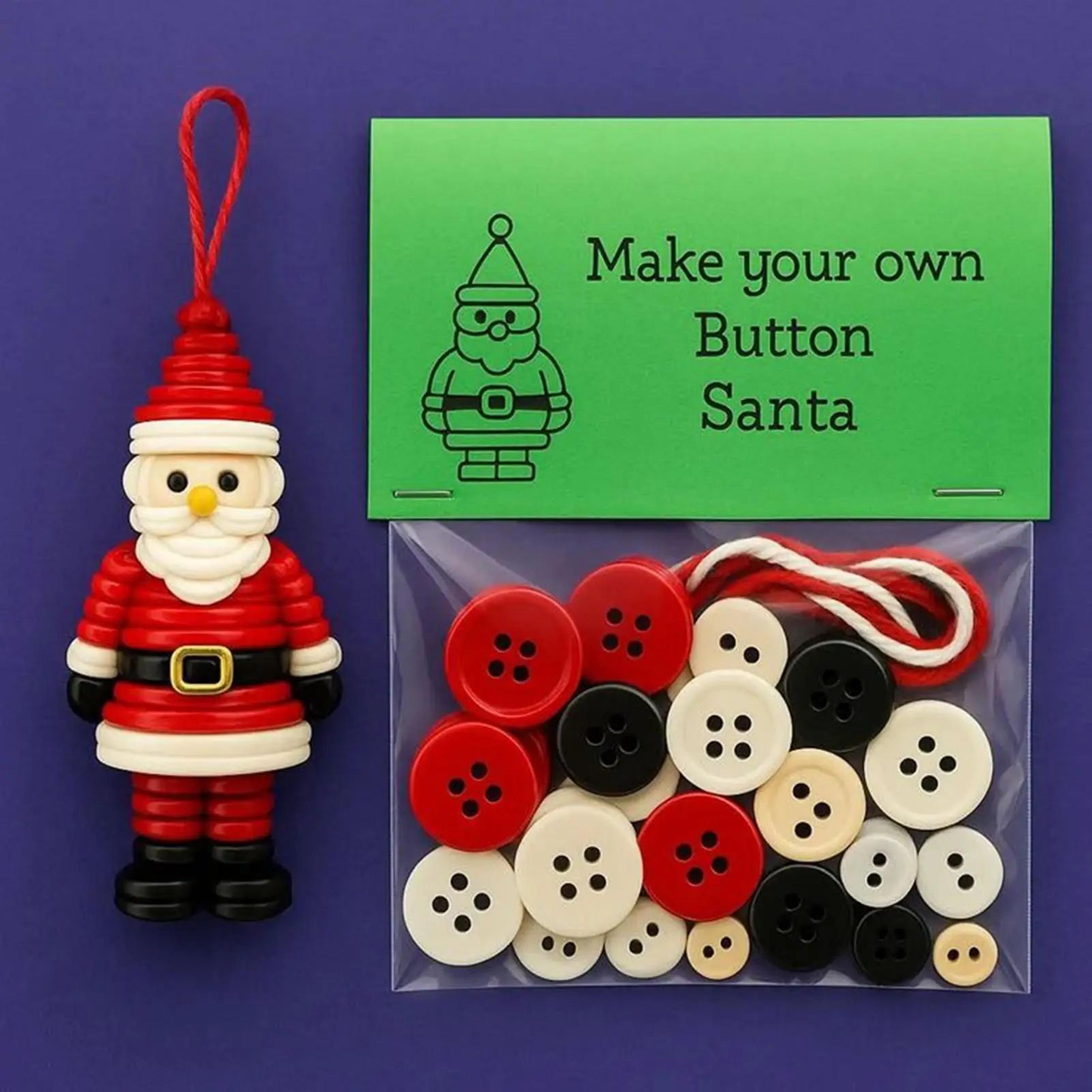 santa and snowman button christmas ornament craft kit
