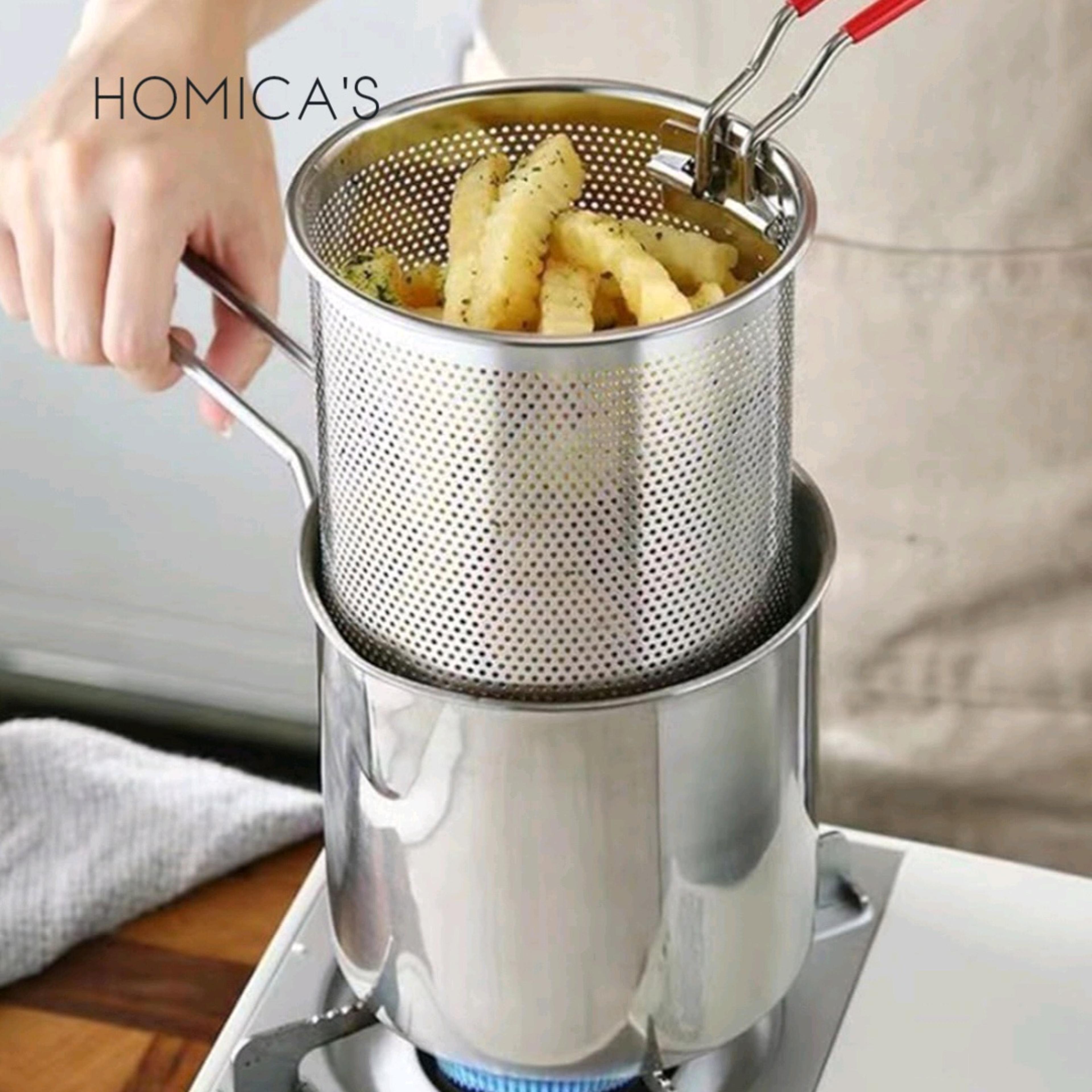 Premium Stainless Steel Deep Frying Pot With Strainer 1