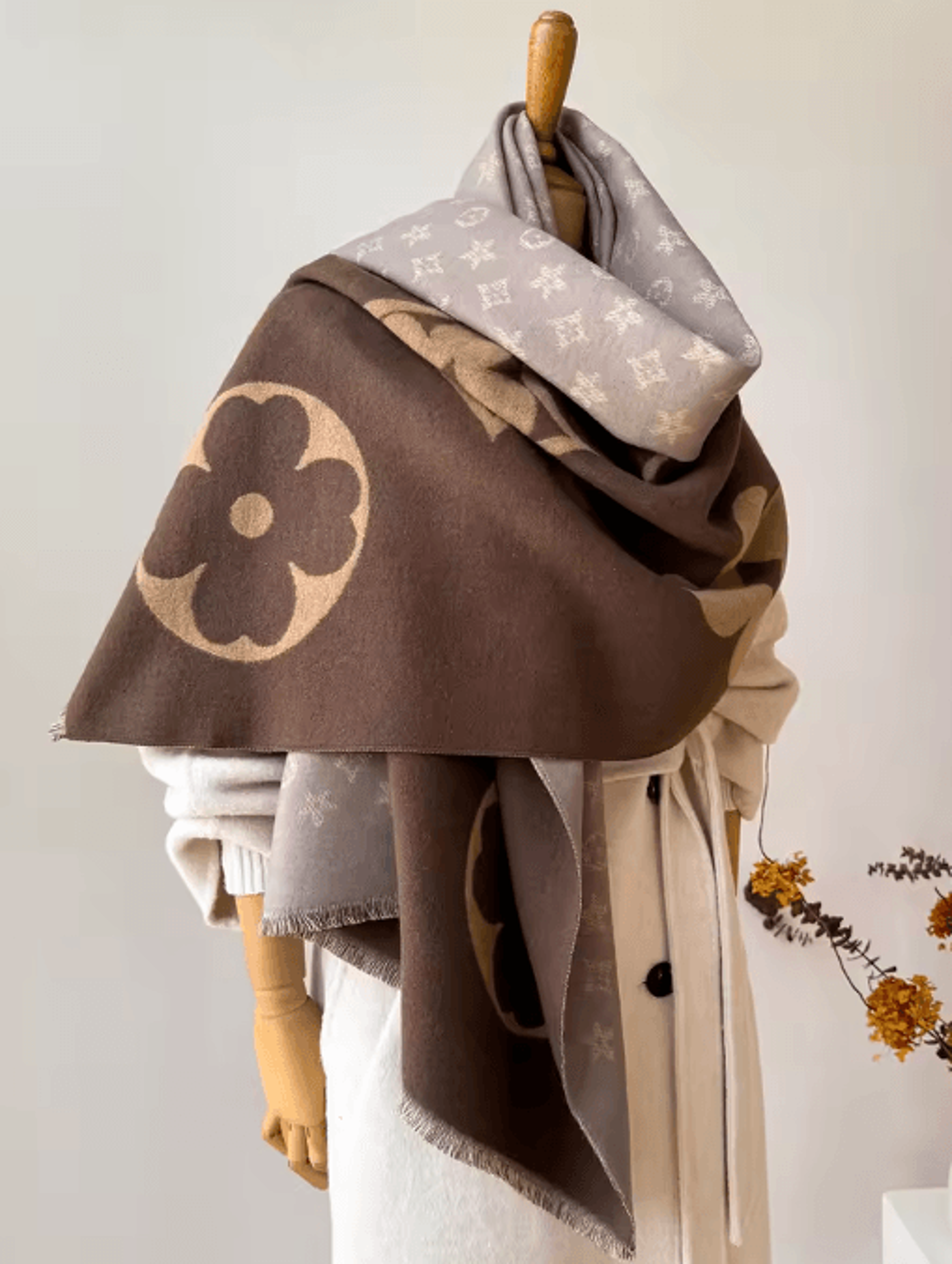womens autumn winter faux cashmere shawl warm jacquard blanket scarf