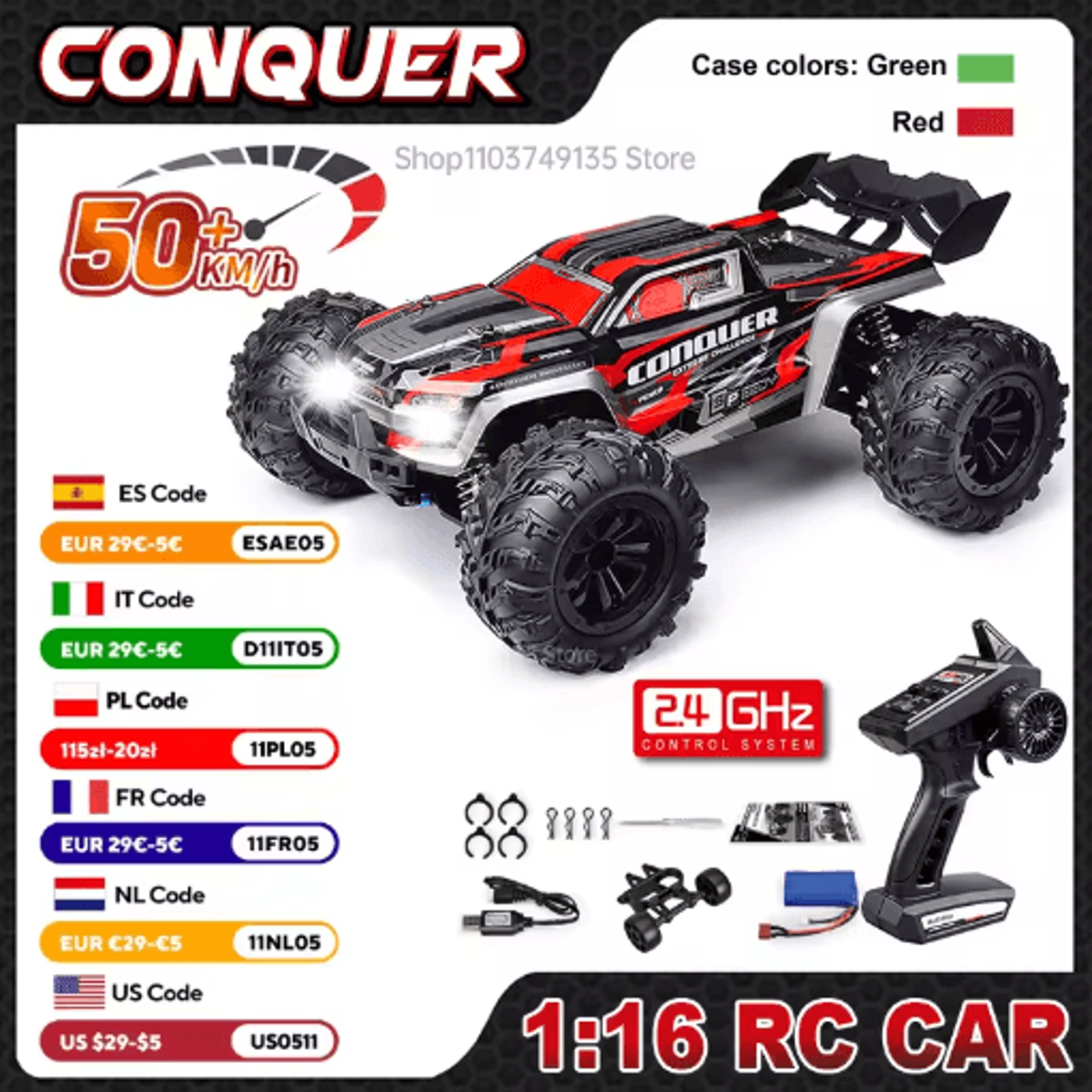 WLtoys 1 16 High Speed RC Monster Truck 50km H 4WD Off Road Remote Control Car 8