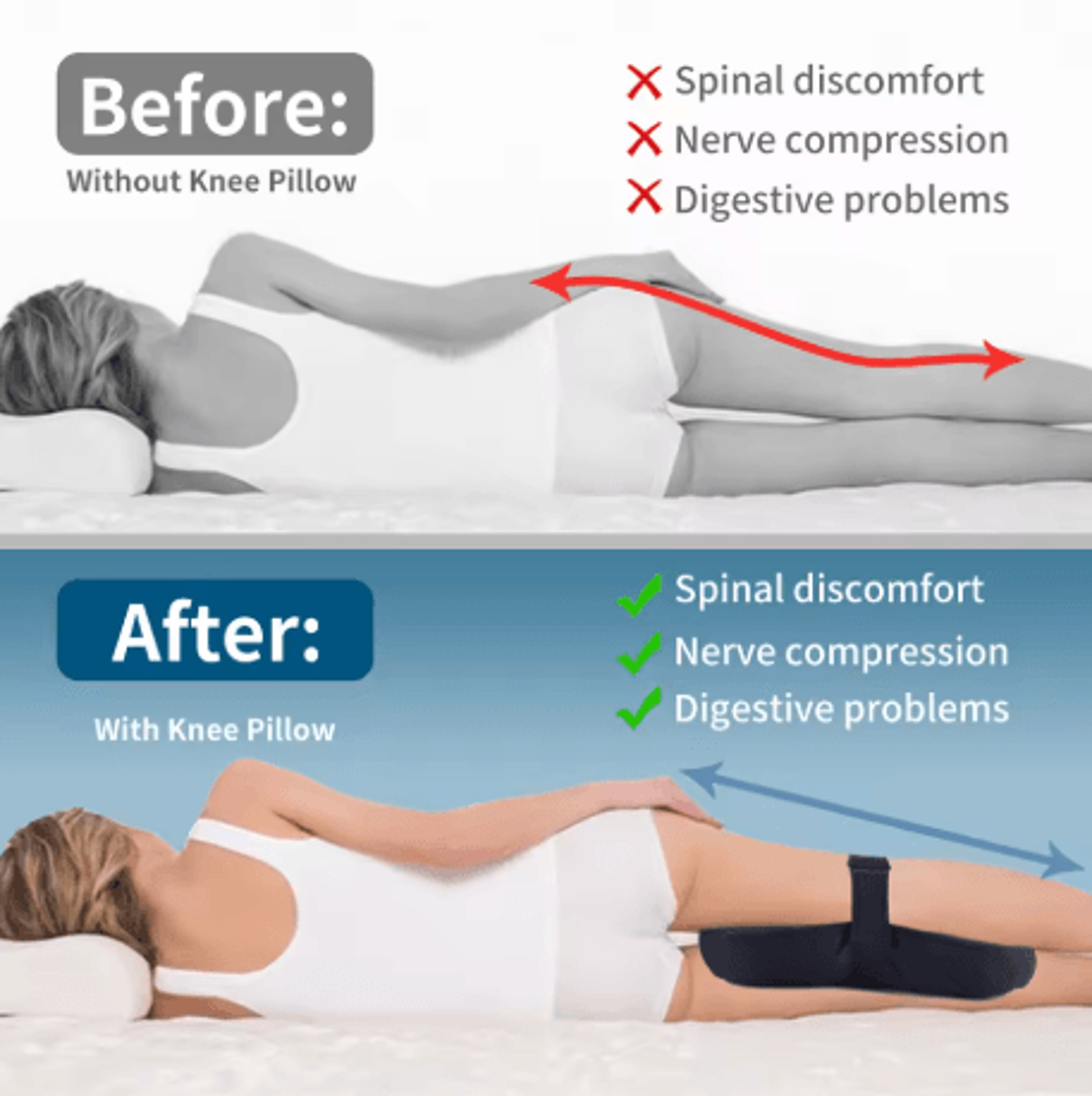 Ergonomic Knee Pillow For Side Sleepers Joint And Sciatic Relief Support Cushion 7