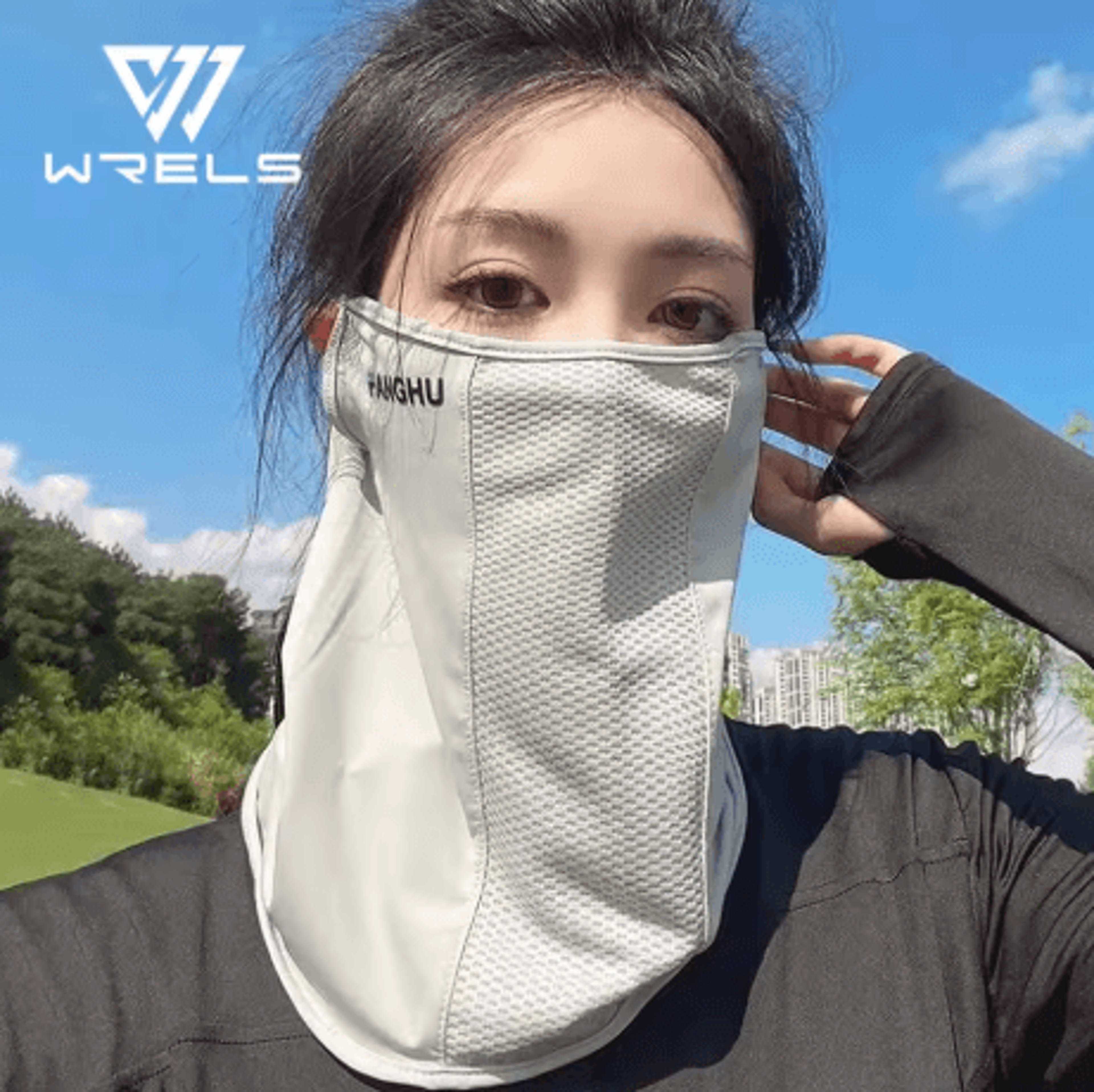 breathable sun protection face mask anti uv mesh neck gaiter with elastic ear loops