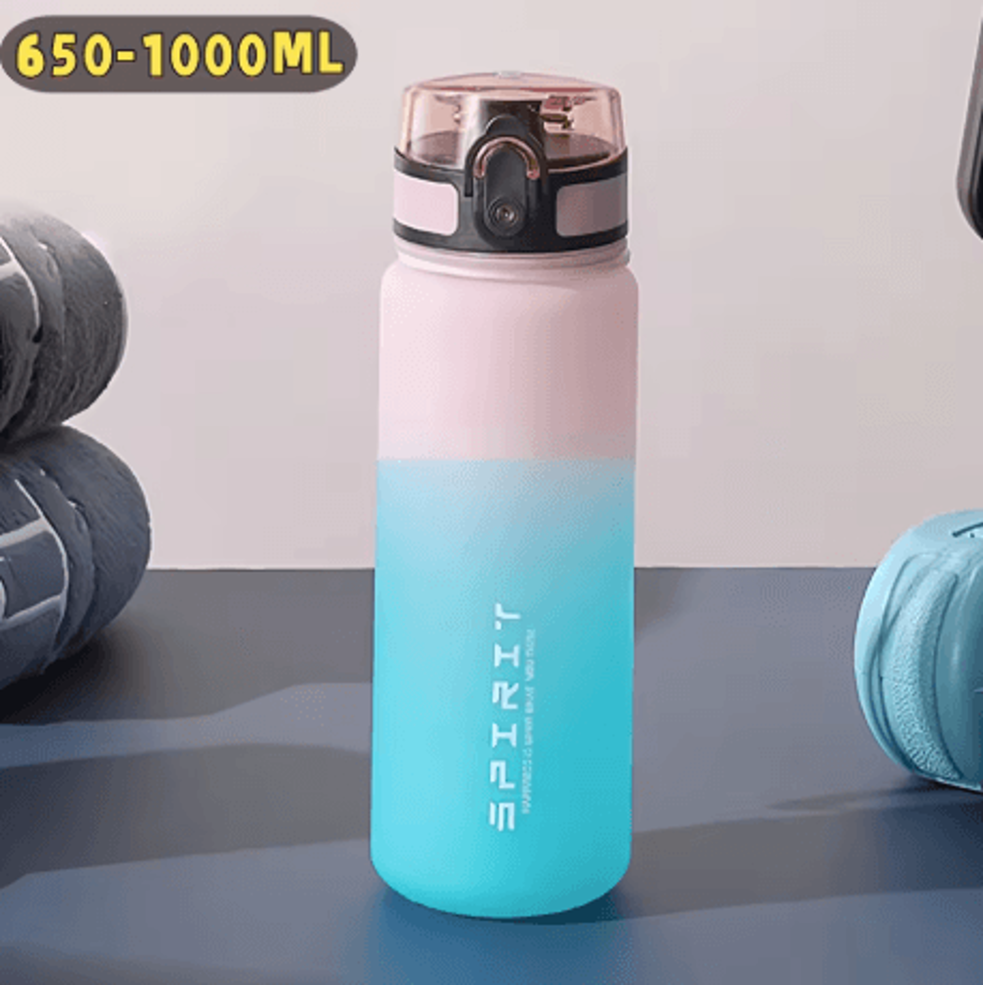 large capacity leak proof sports water bottle colorful plastic gym and outdoor bottle 650 1000ml