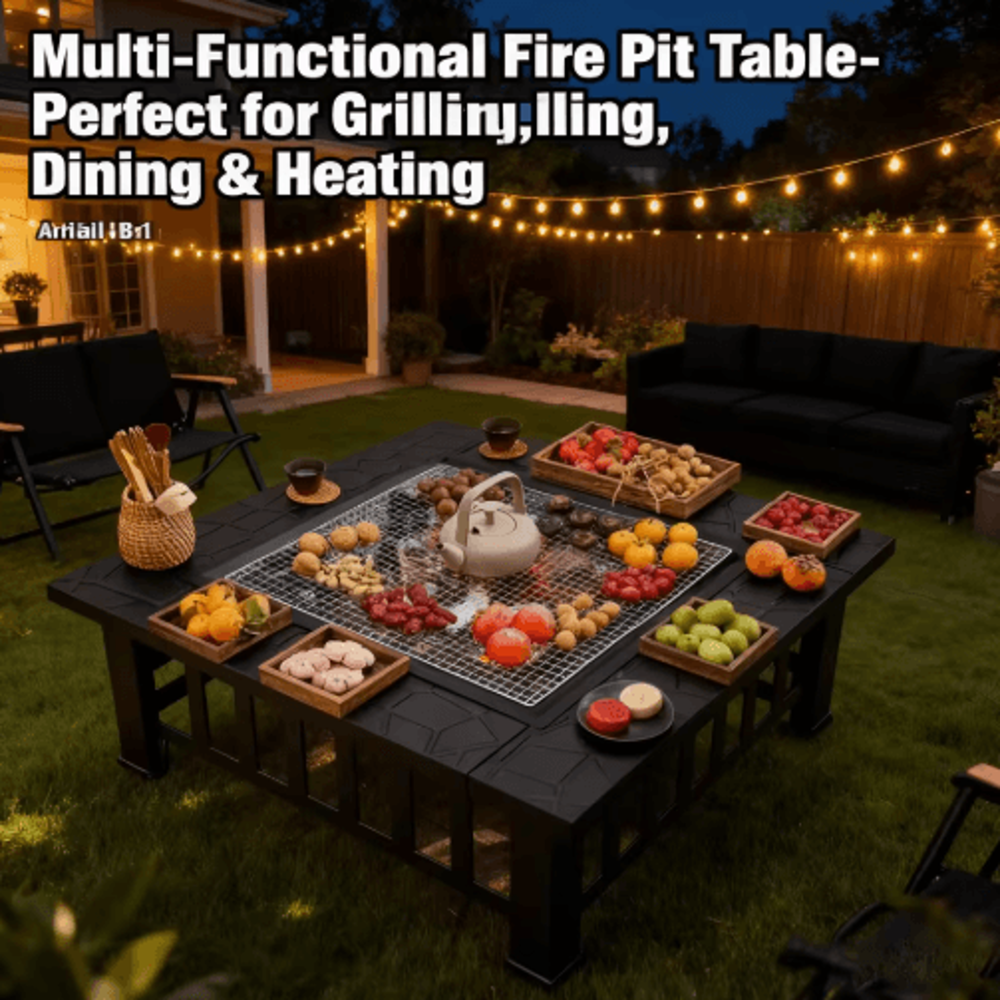 Outdoor Stove Grill Set Tea Brewing And Barbecue Heating Table With Grill Rack 21