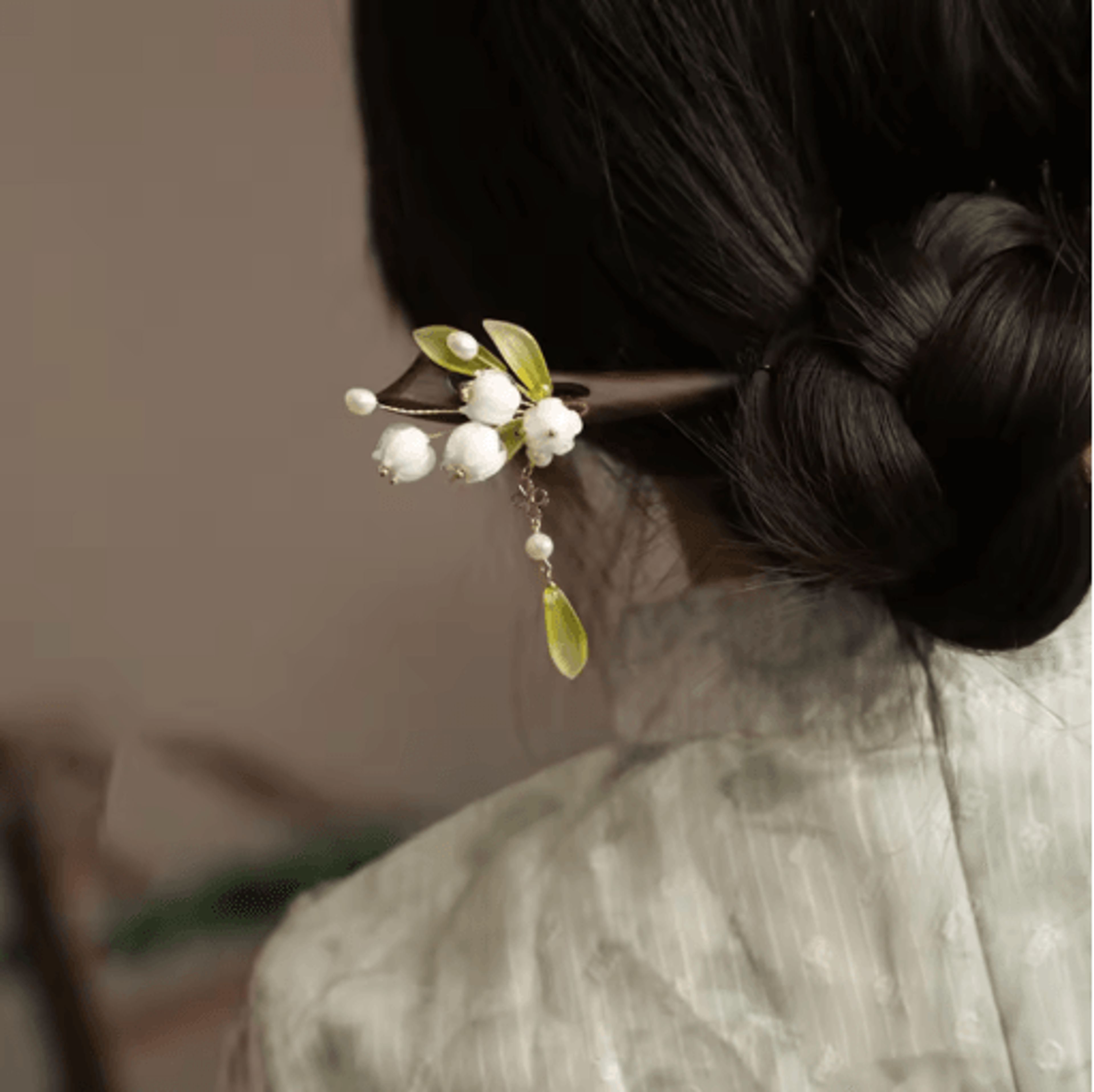 white flower hair sticks forks retro chinese style wooden hair pins with pendant