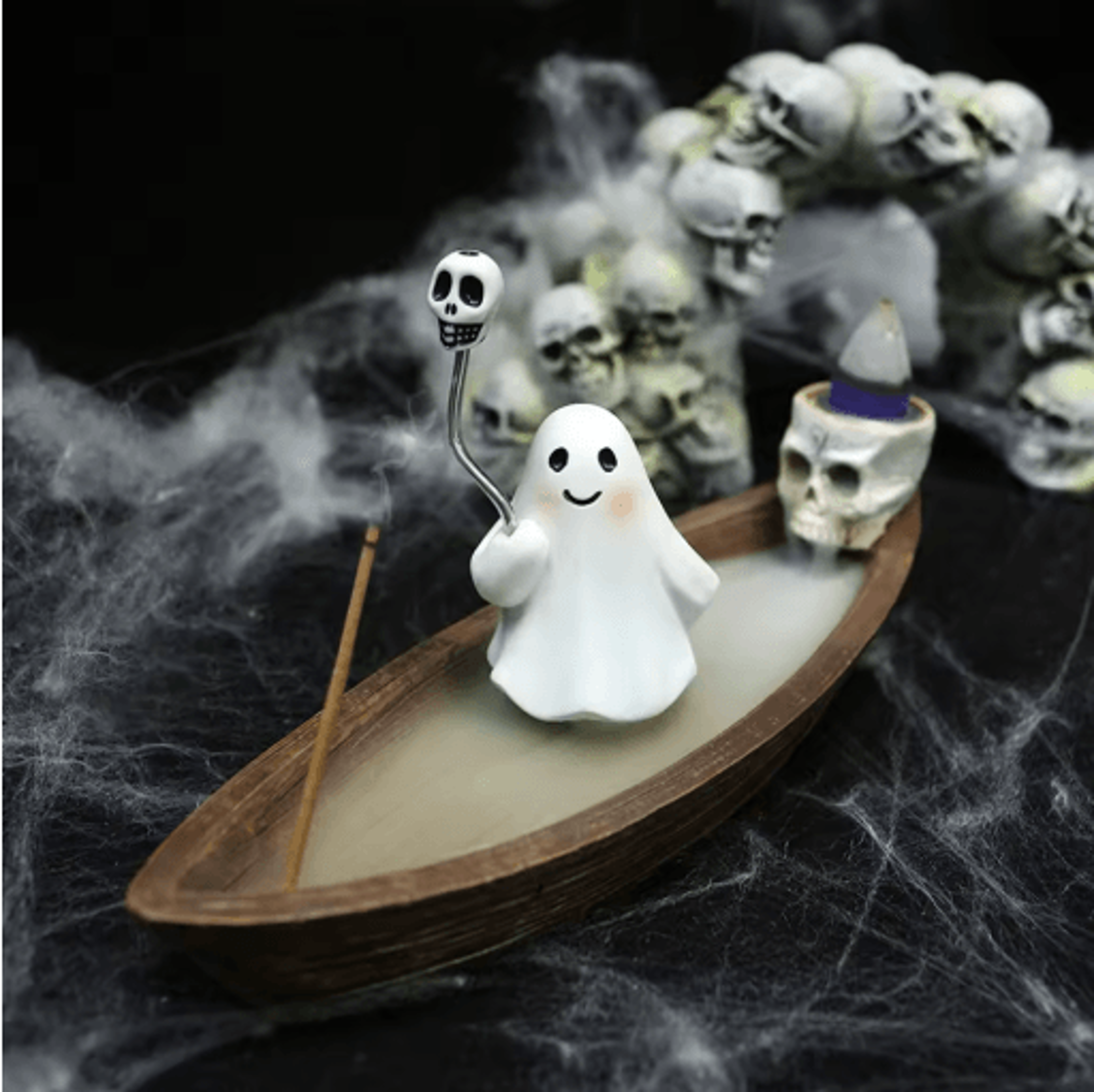 Halloween Ghost Ship Incense Burner Backflow Sandalwood Incense Holder For Table Decor 5