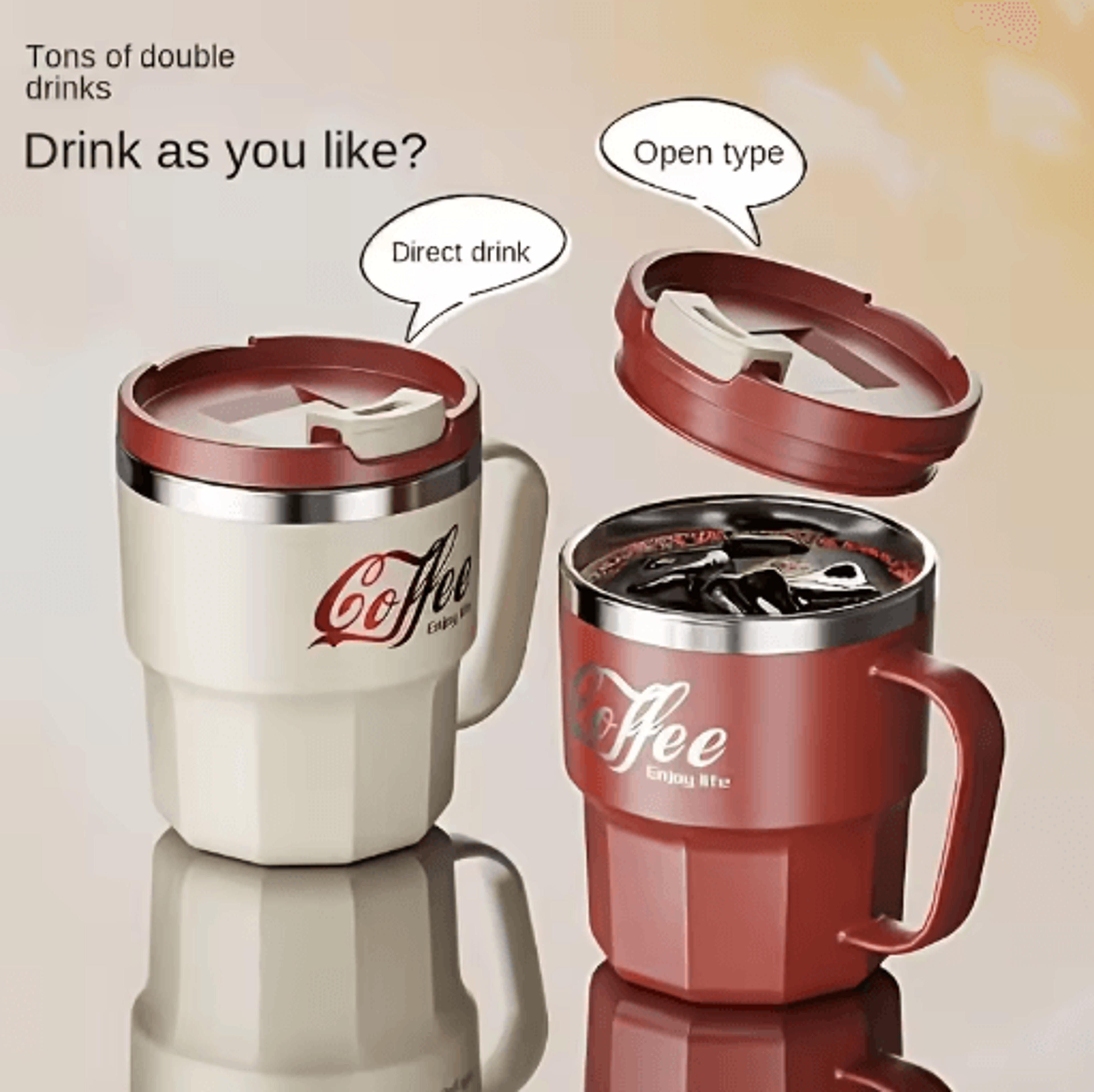 insulated stainless steel cup 304 steel anti drop mug with lid for home office and dorm