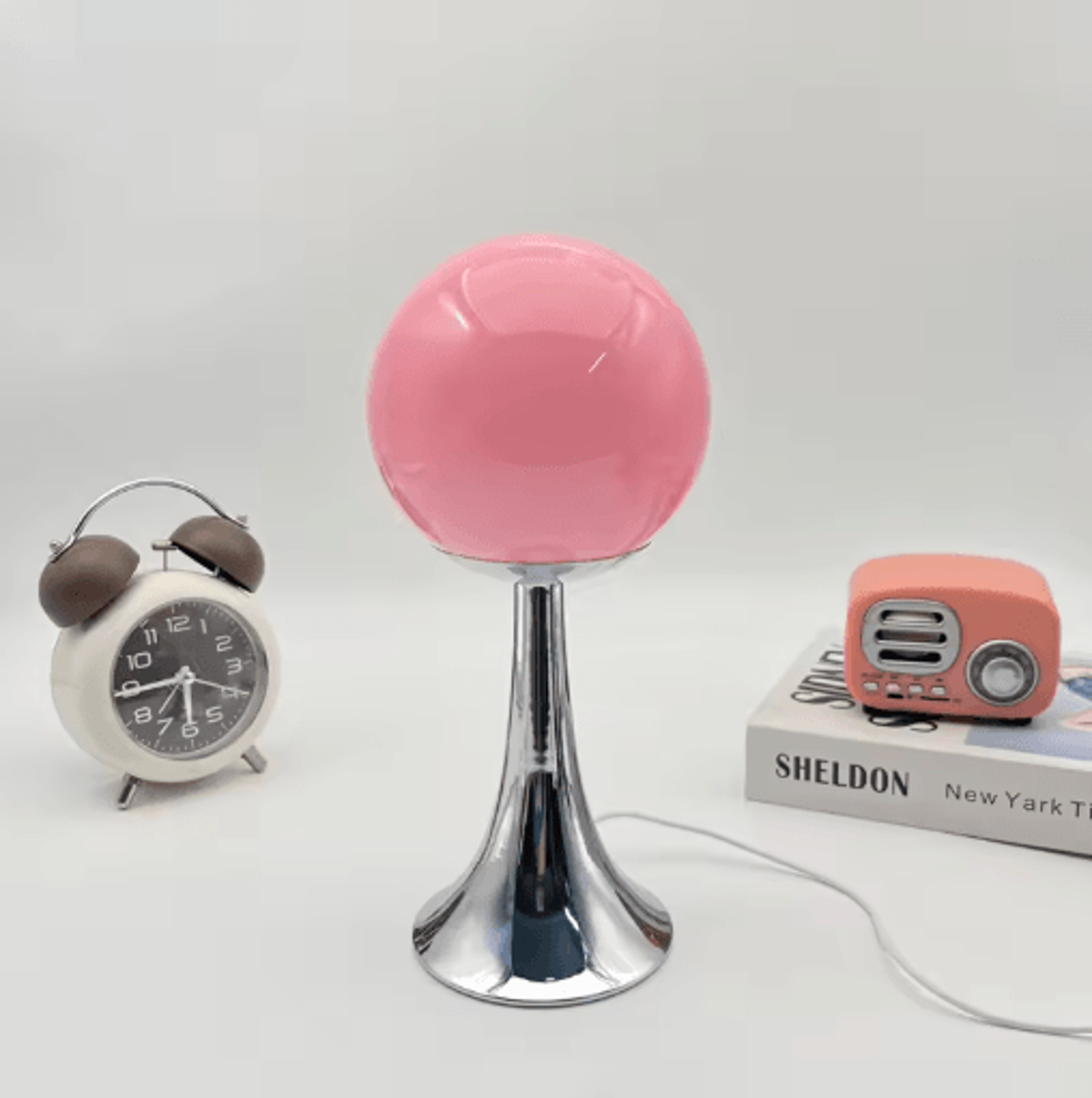 Glass Round Table Lamp Elegant Bedside And Desktop Night Light For Cozy Room Atmosphere 2