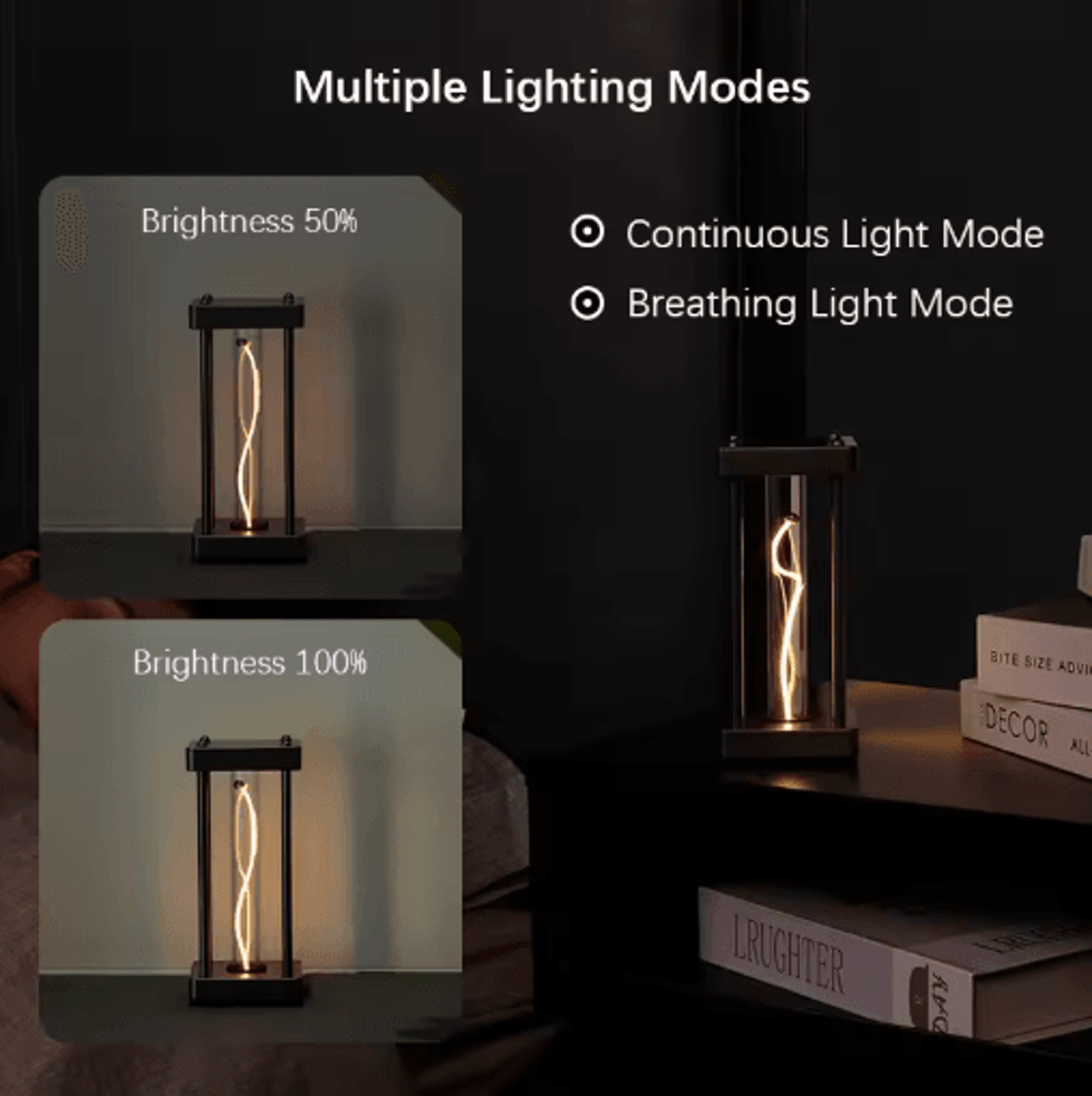 LED Touch Square Quantum Night Light Dimmable Type C Eye Care Lamp For Bedroom And Study 2