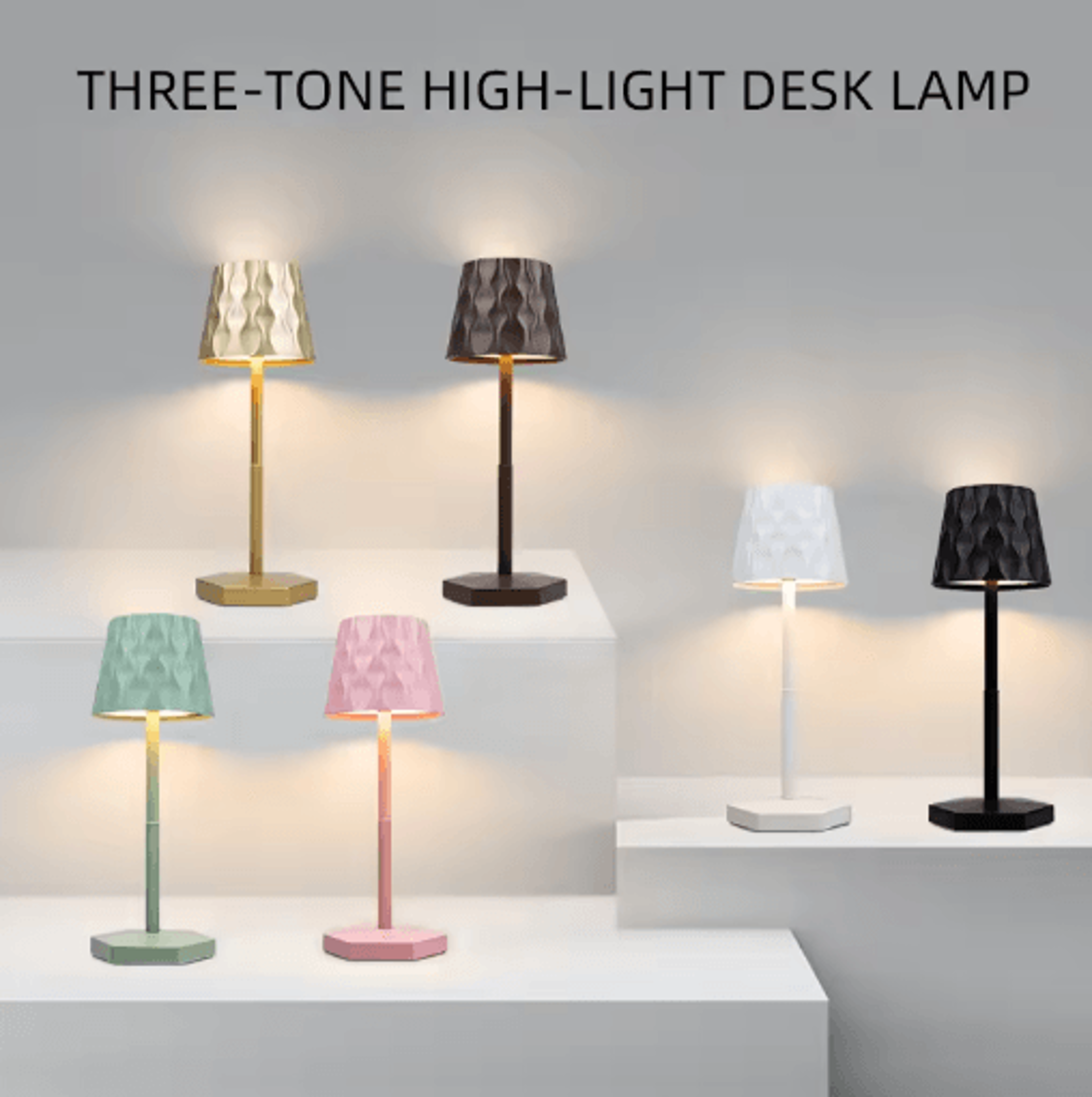 led touch sensor table lamp 3 color rechargeable desktop night light for ambient decor