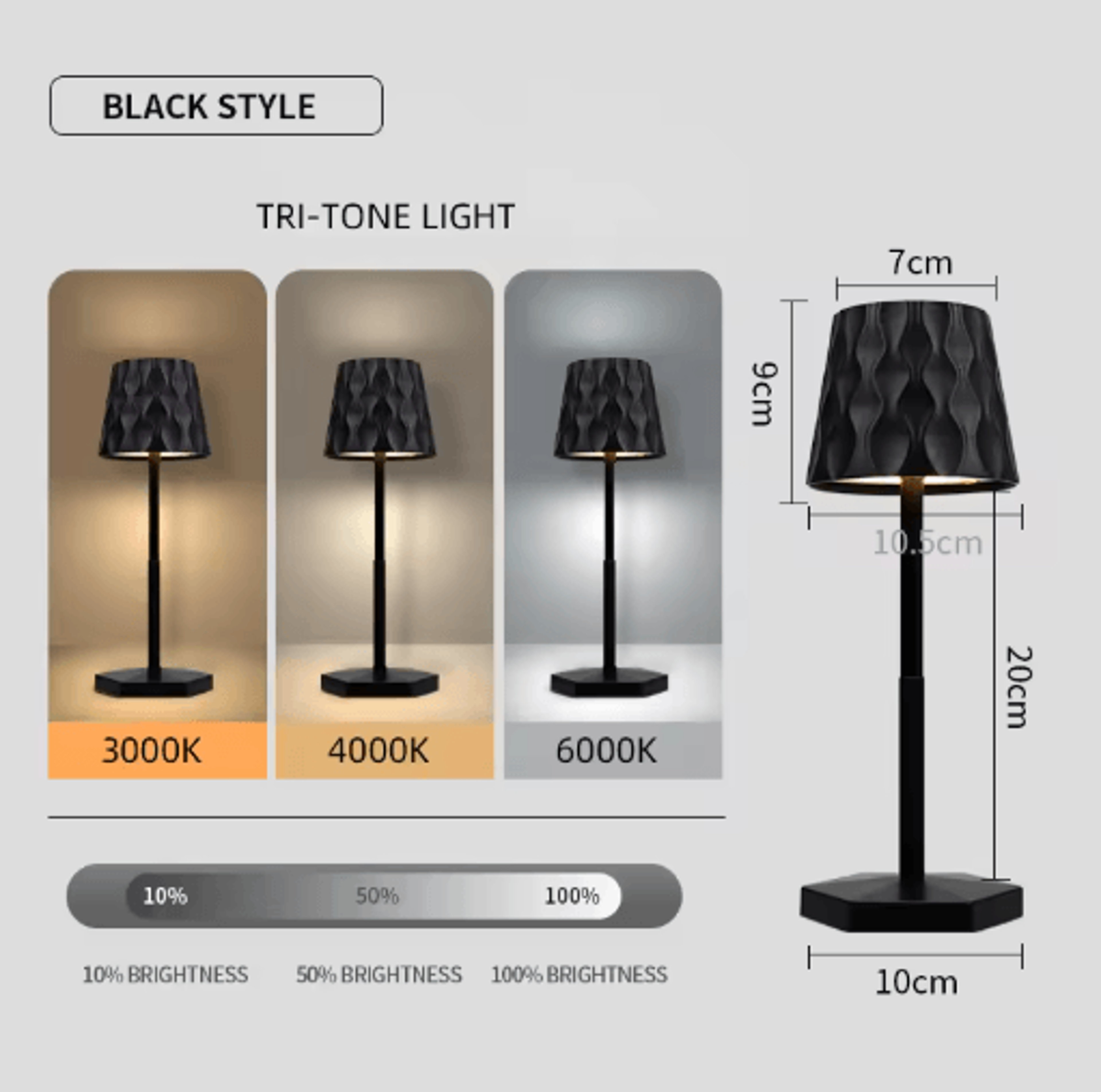 LED Touch Sensor Table Lamp 3 Color Rechargeable Desktop Night Light For Ambient Decor 5