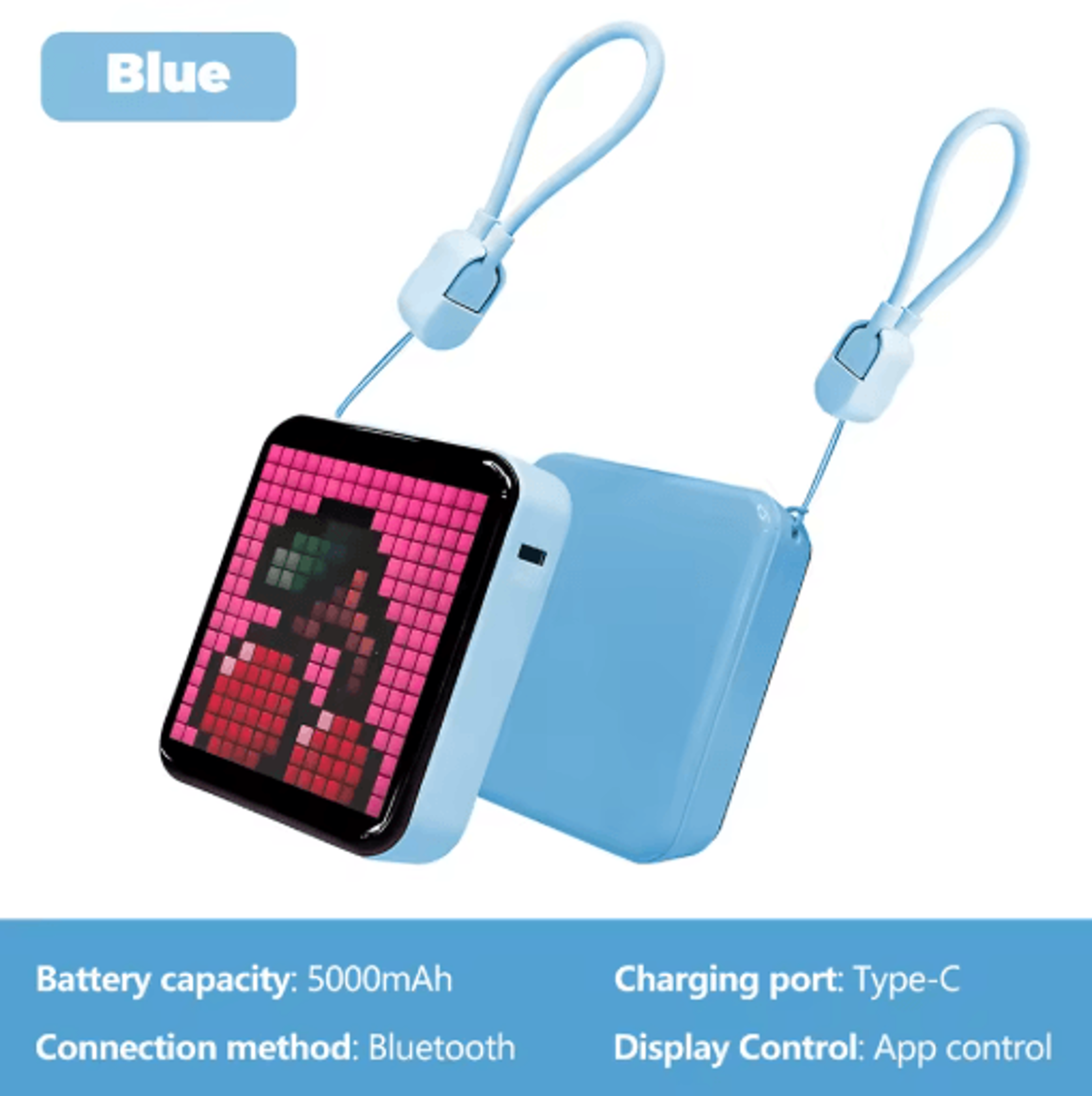 LED Pixel Display Night Light Bluetooth App Control DIY Table Lamp With Alarm Clock 5000mAh 3