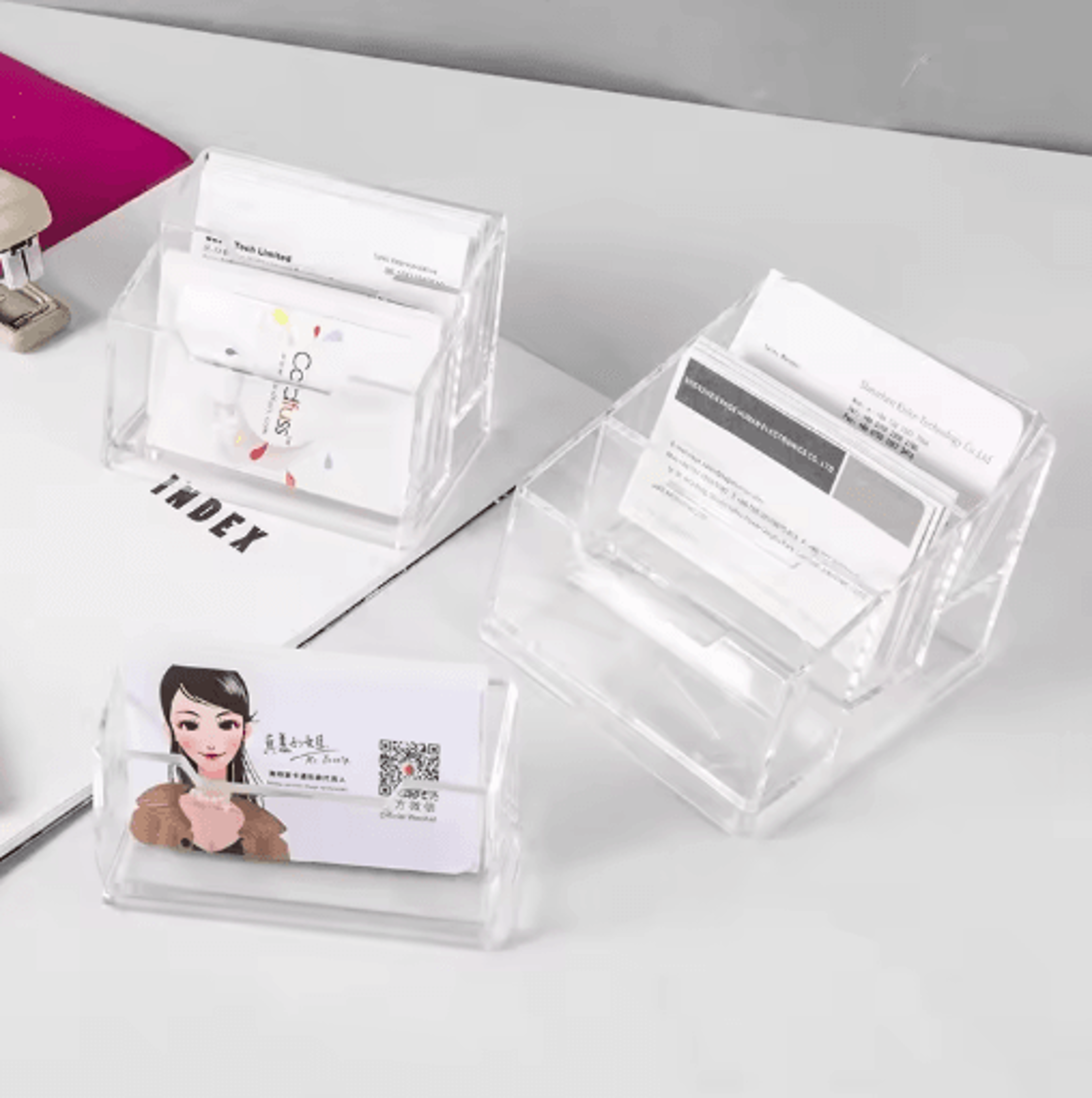 transparent three layer business card holder desktop exhibition card display box