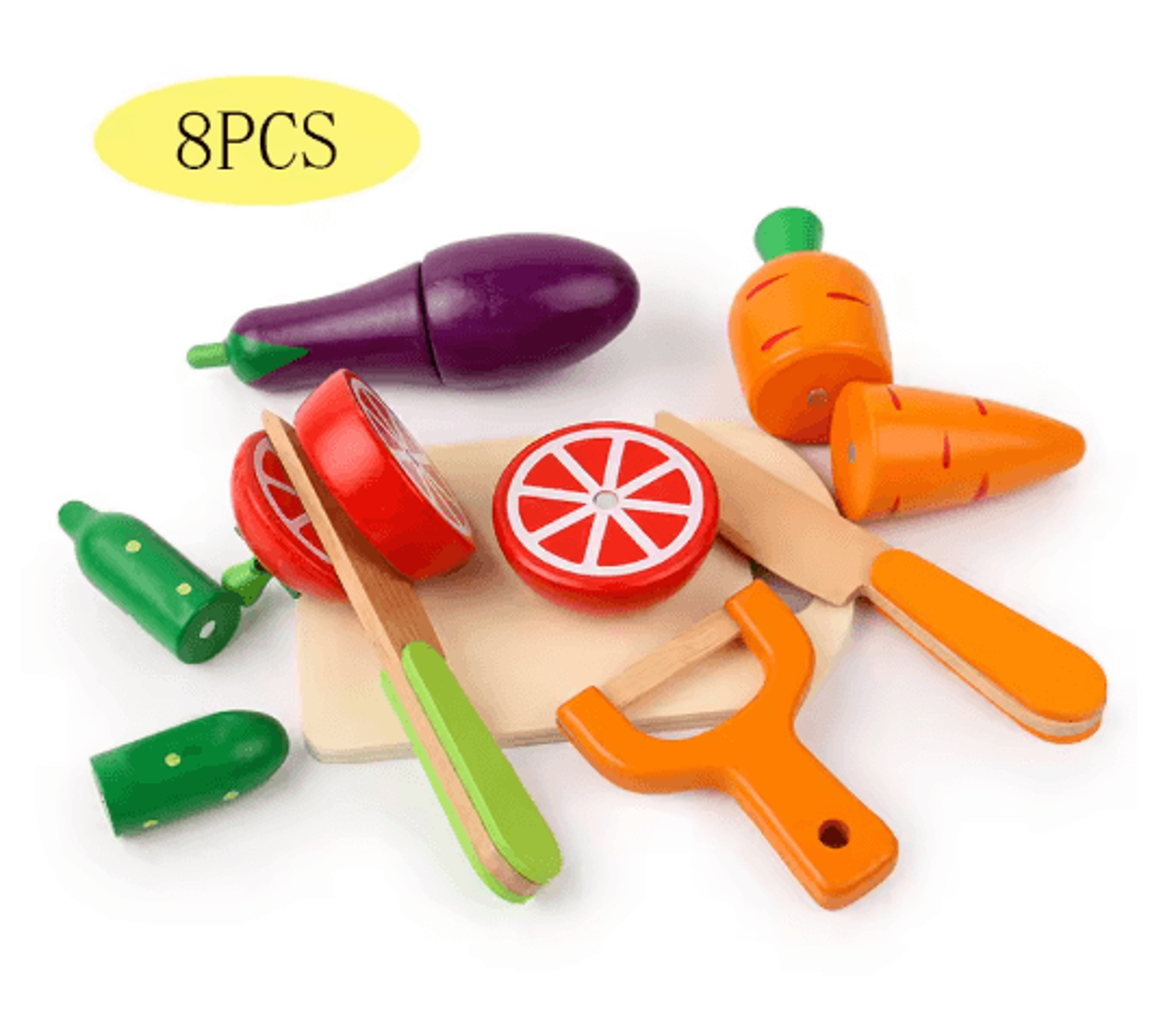 Wooden Pretend Kitchen Play Set Montessori Cutting Fruit And Vegetable Toy For Kids 2