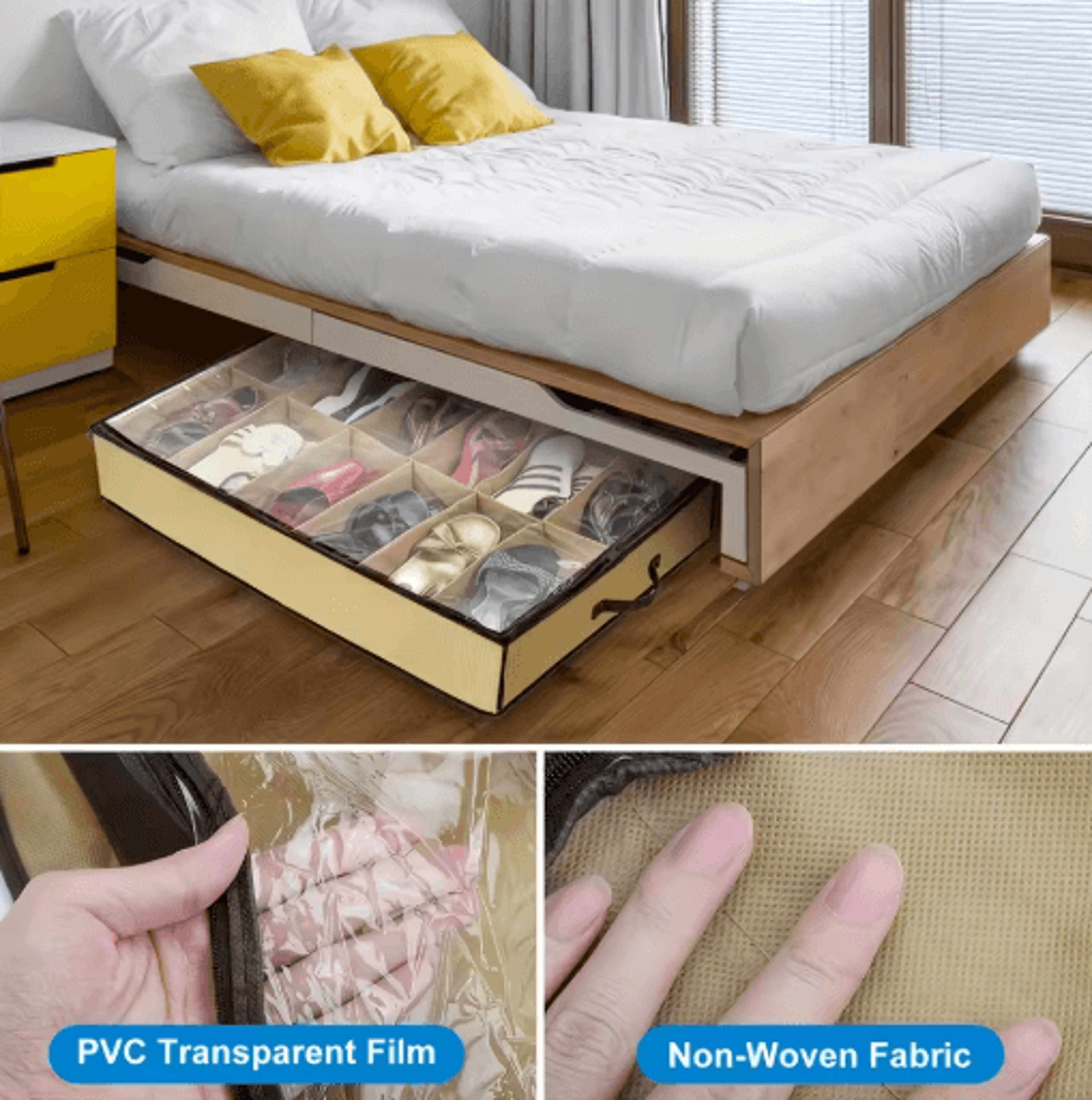 Space Saving 12 Grid Clear Shoe Storage Box With Dustproof Cover 4