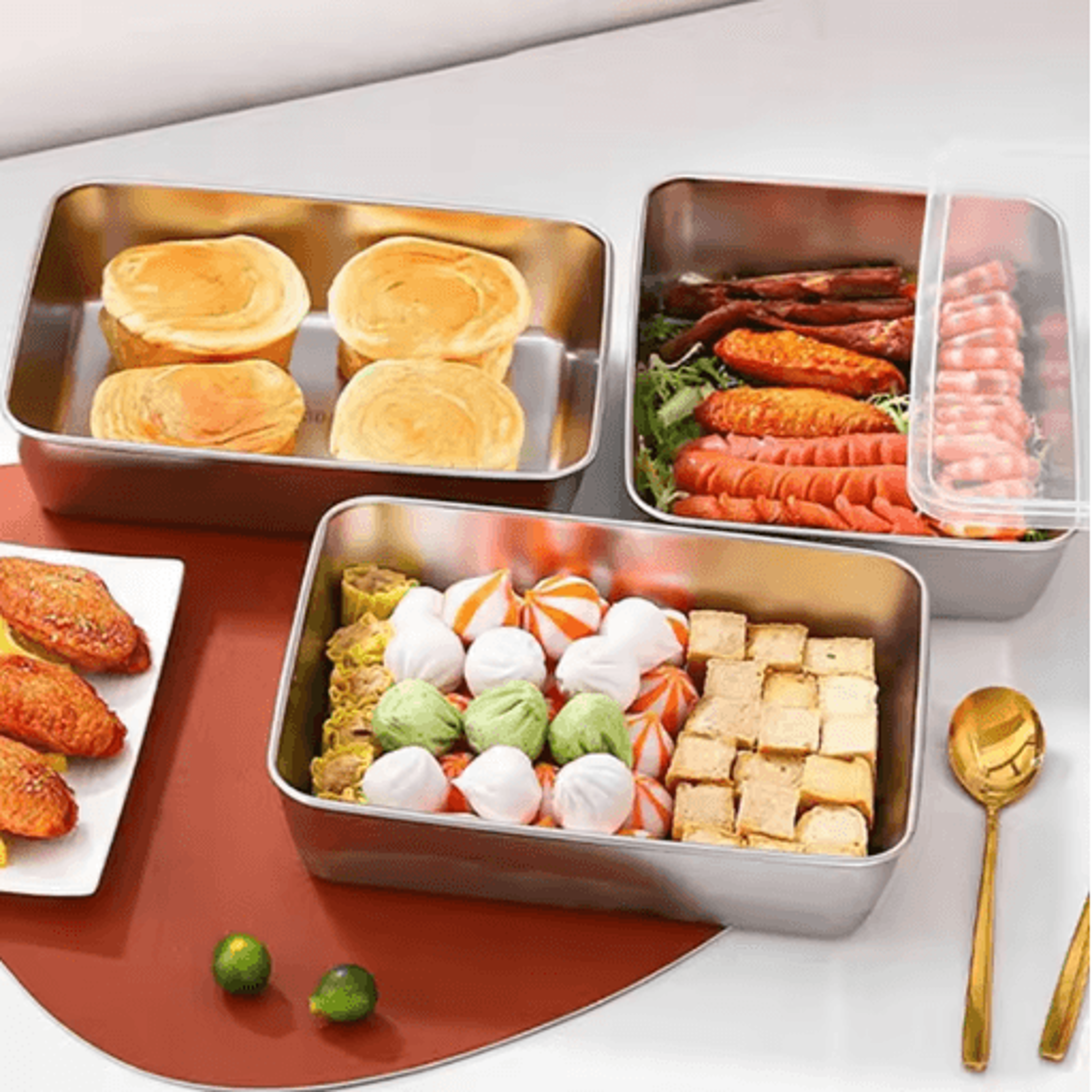 6 Piece Stainless Steel Food Storage Container Set Large Capacity Kitchen Essentials 2