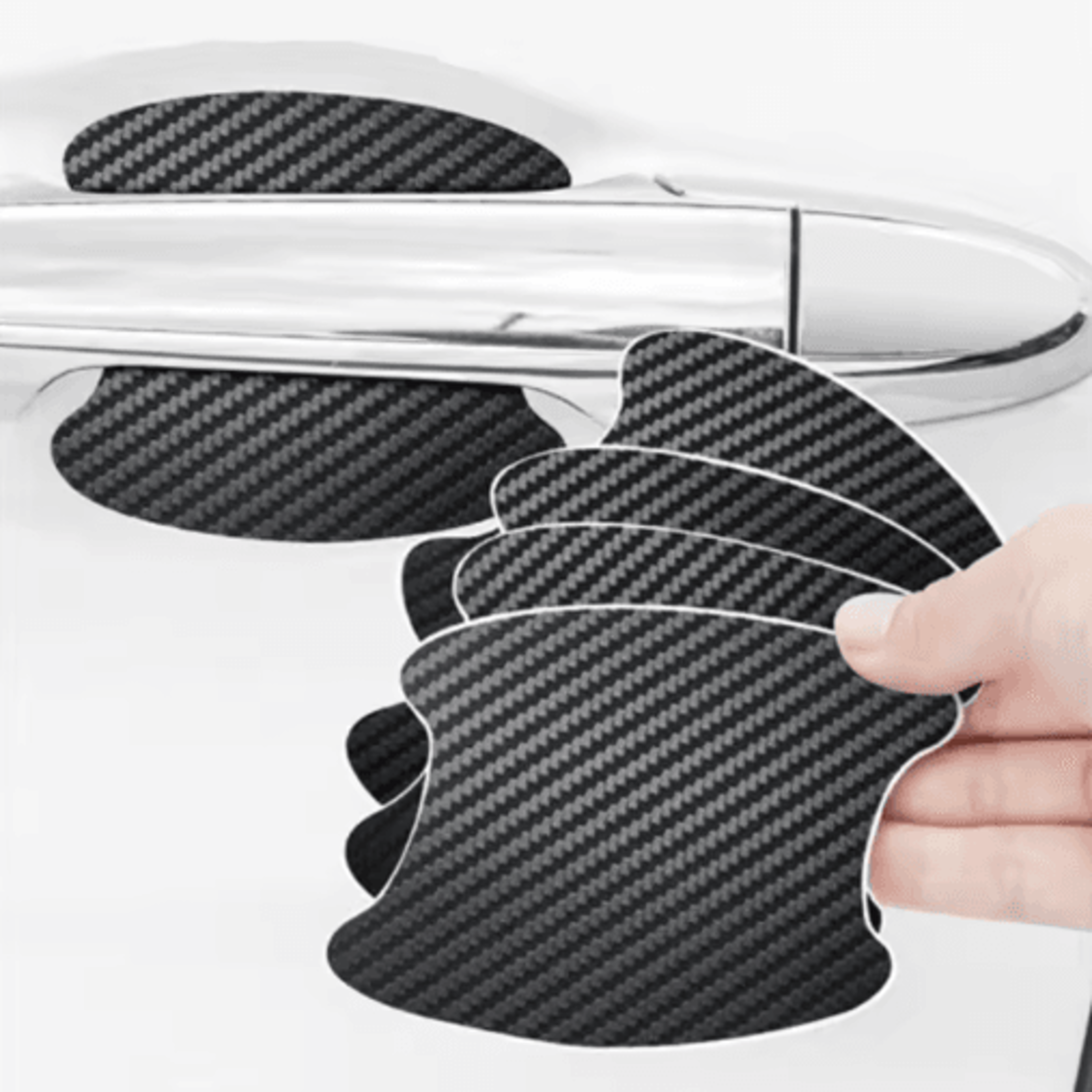 Carbon Fiber Car Door Handle Stickers  ScratchResistant Protective Cover Film 4PCS Set 12