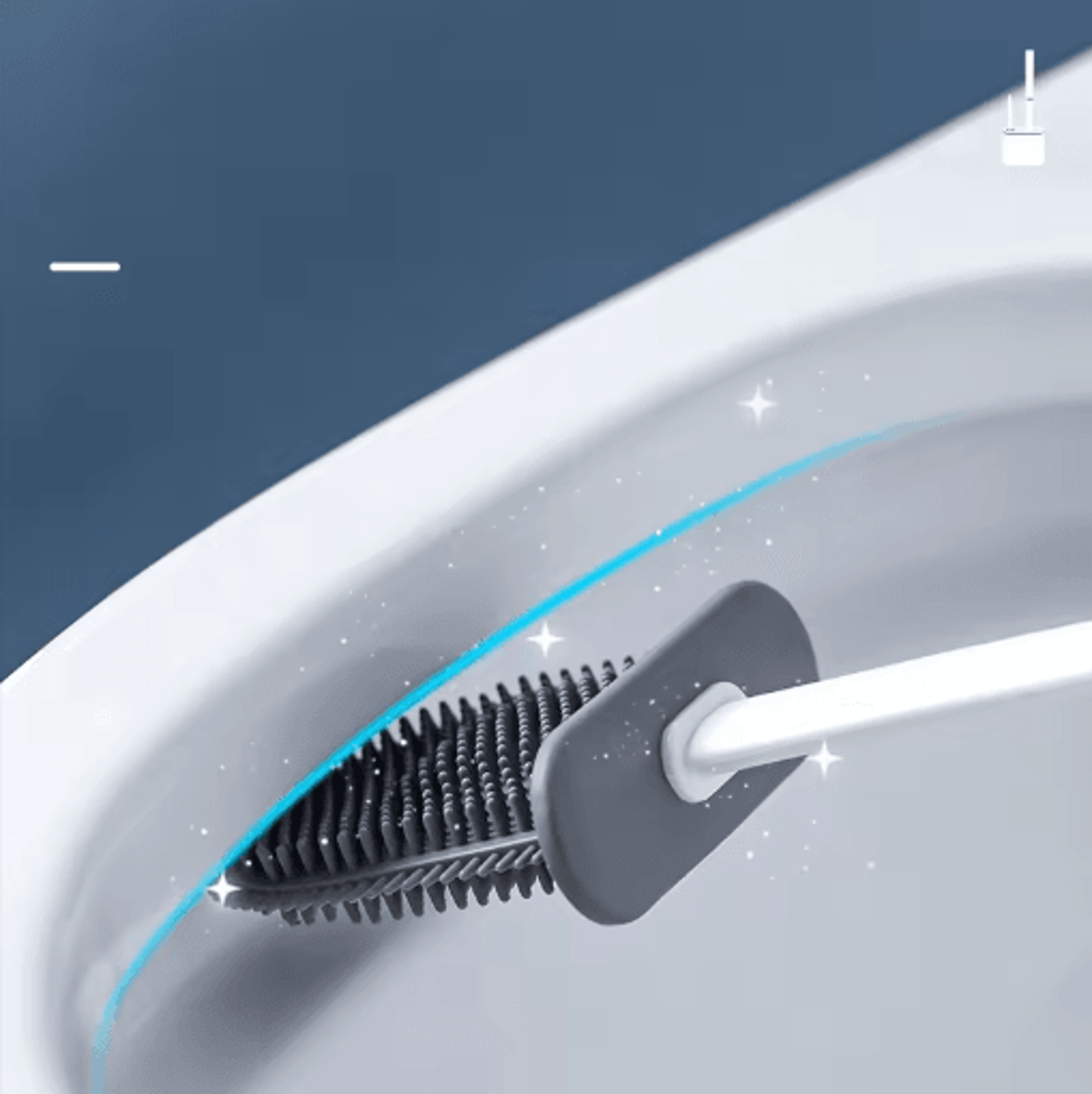 Silicone Toilet Brush Set  Flat Head Flexible WallMounted Toilet Bowl Cleaner 6