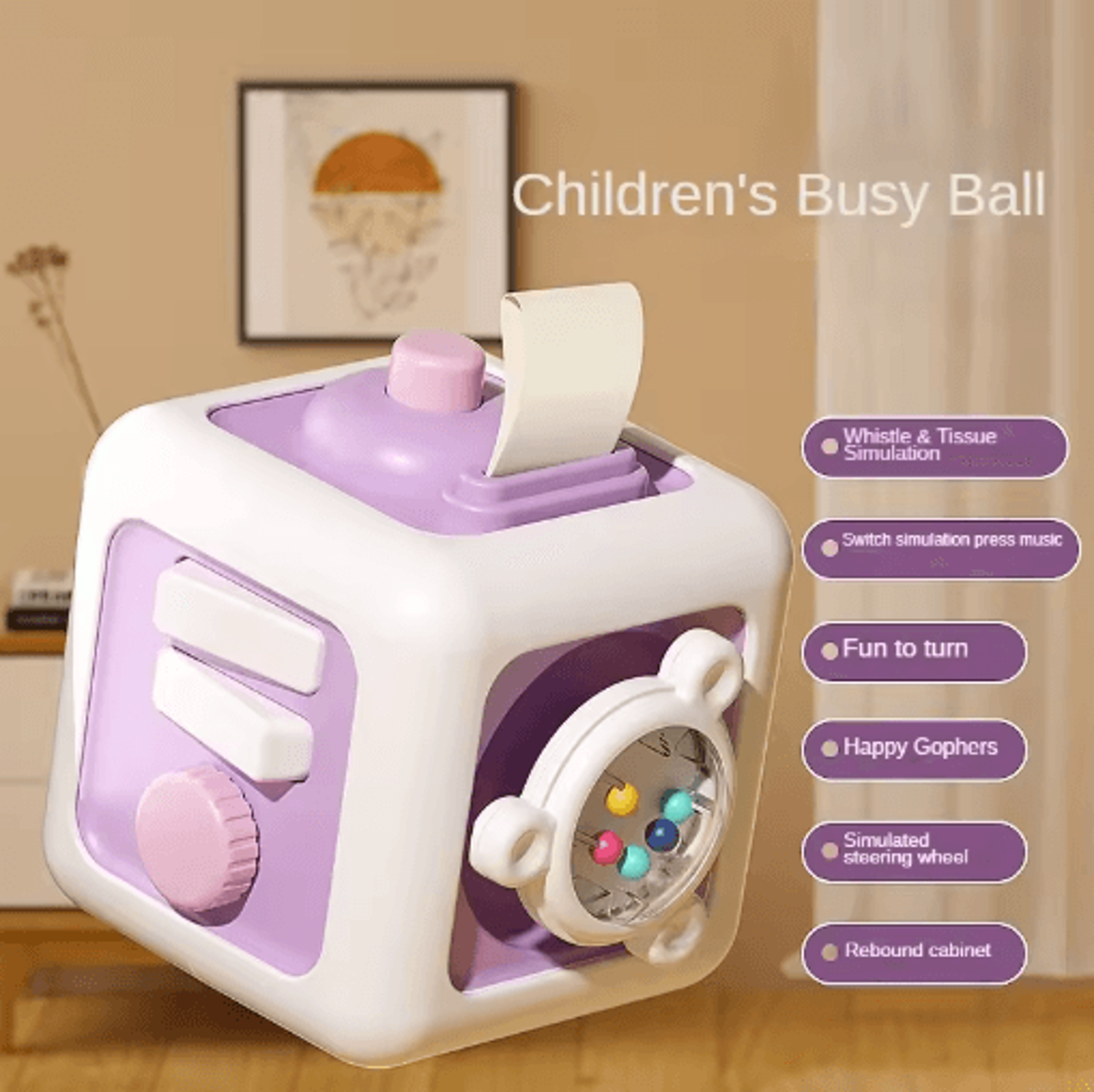 6in1 Montessori Sensory Busy Board Drawer Cube  Educational Skill Toy For Toddlers 2