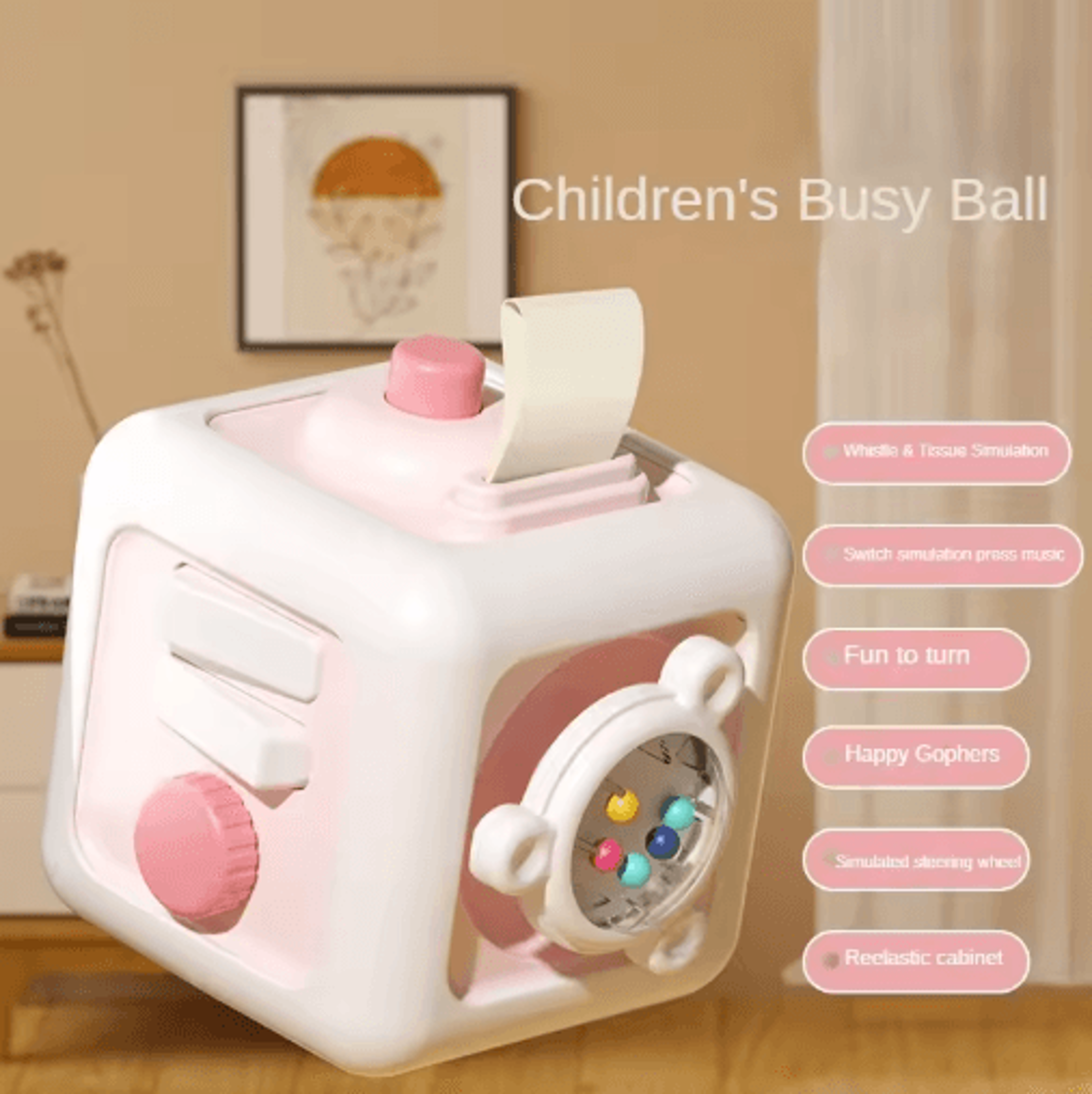 6in1 Montessori Sensory Busy Board Drawer Cube  Educational Skill Toy For Toddlers 6