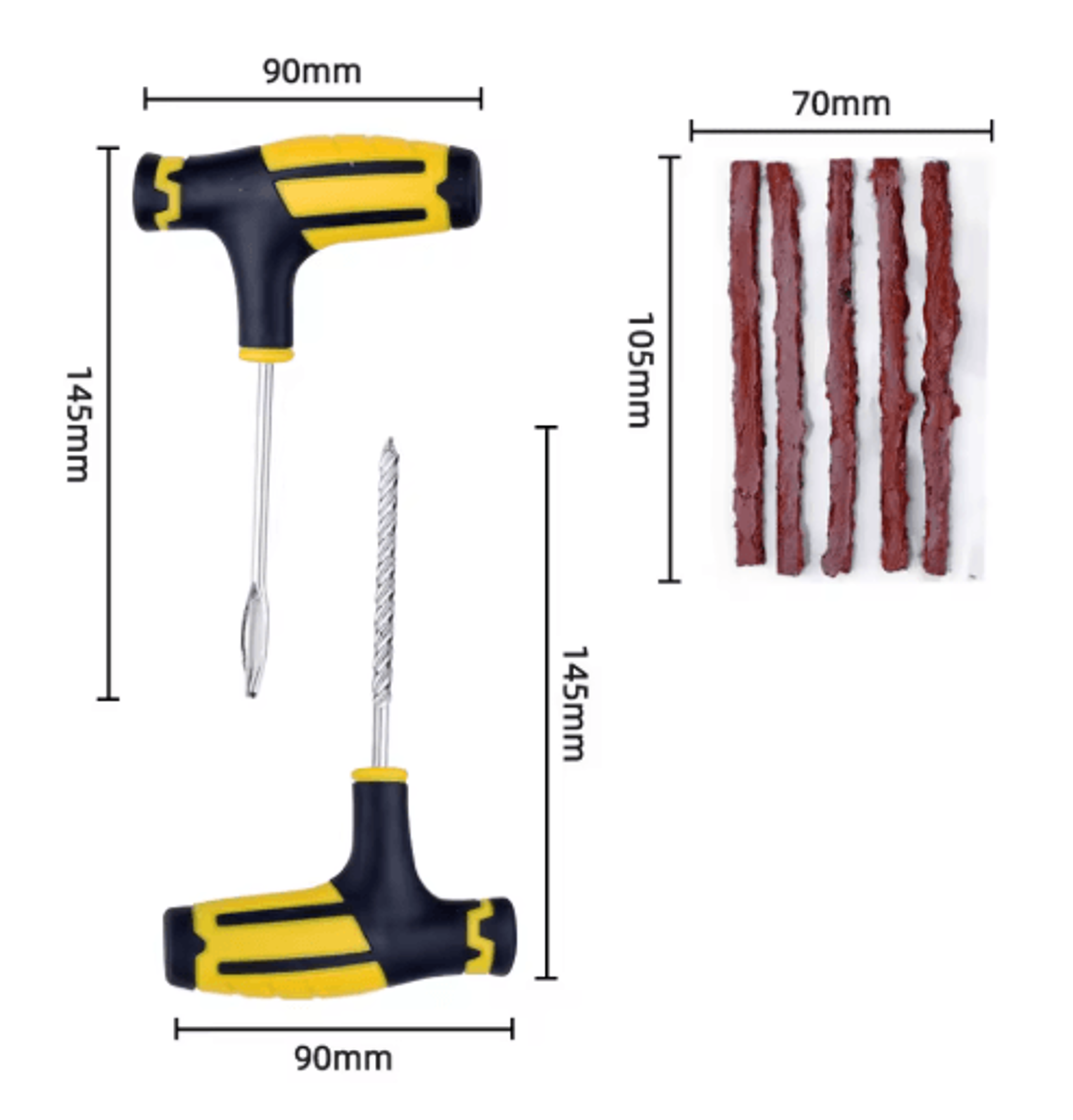 Car Tire Repair Kit With Studding Tool  Rubber Strips  GlueFree Puncture Plug Set 6
