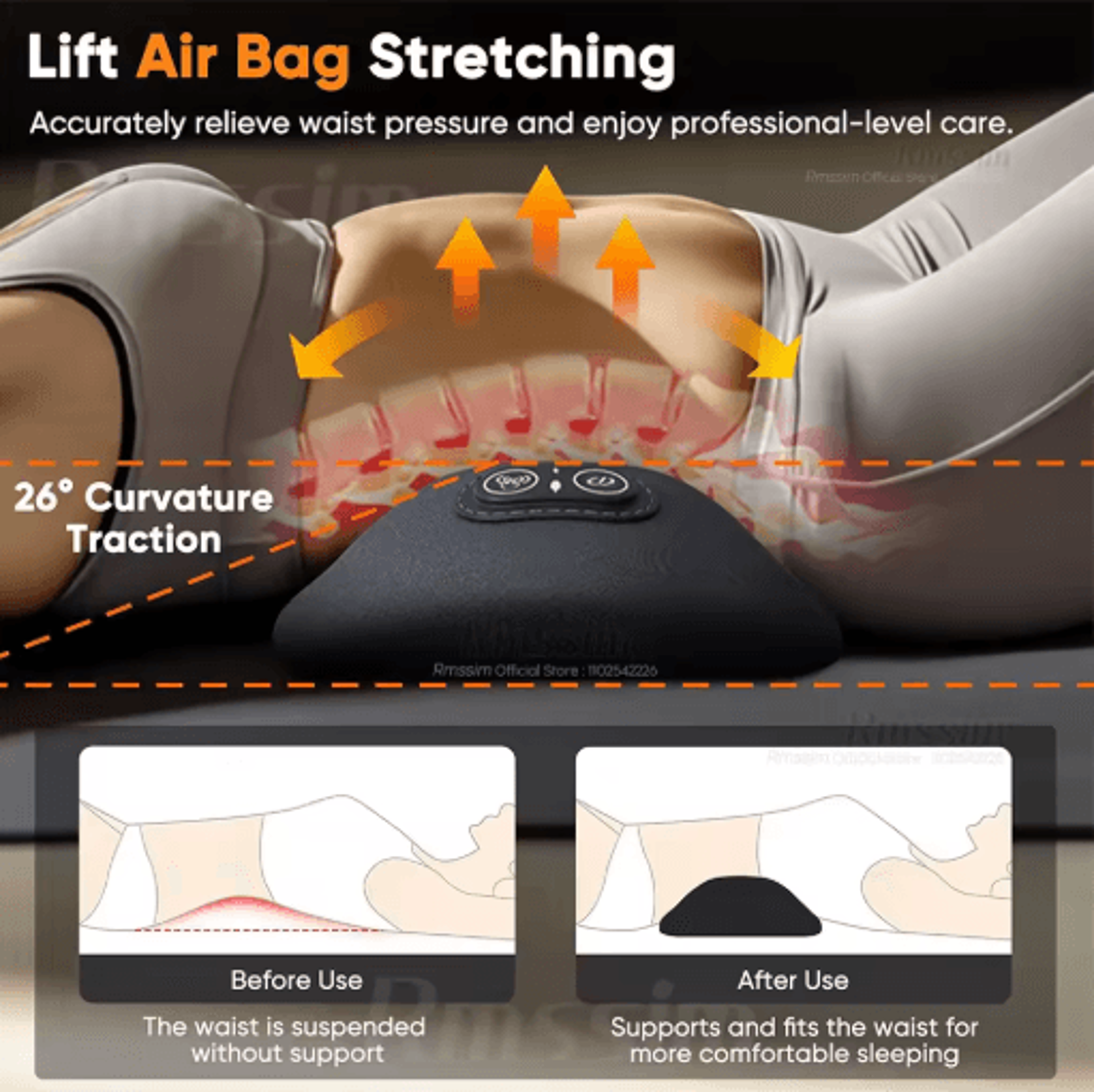 3 In 1 Electric Lumbar Support Pillow Adjustable Height Heating And Vibration Relief 3