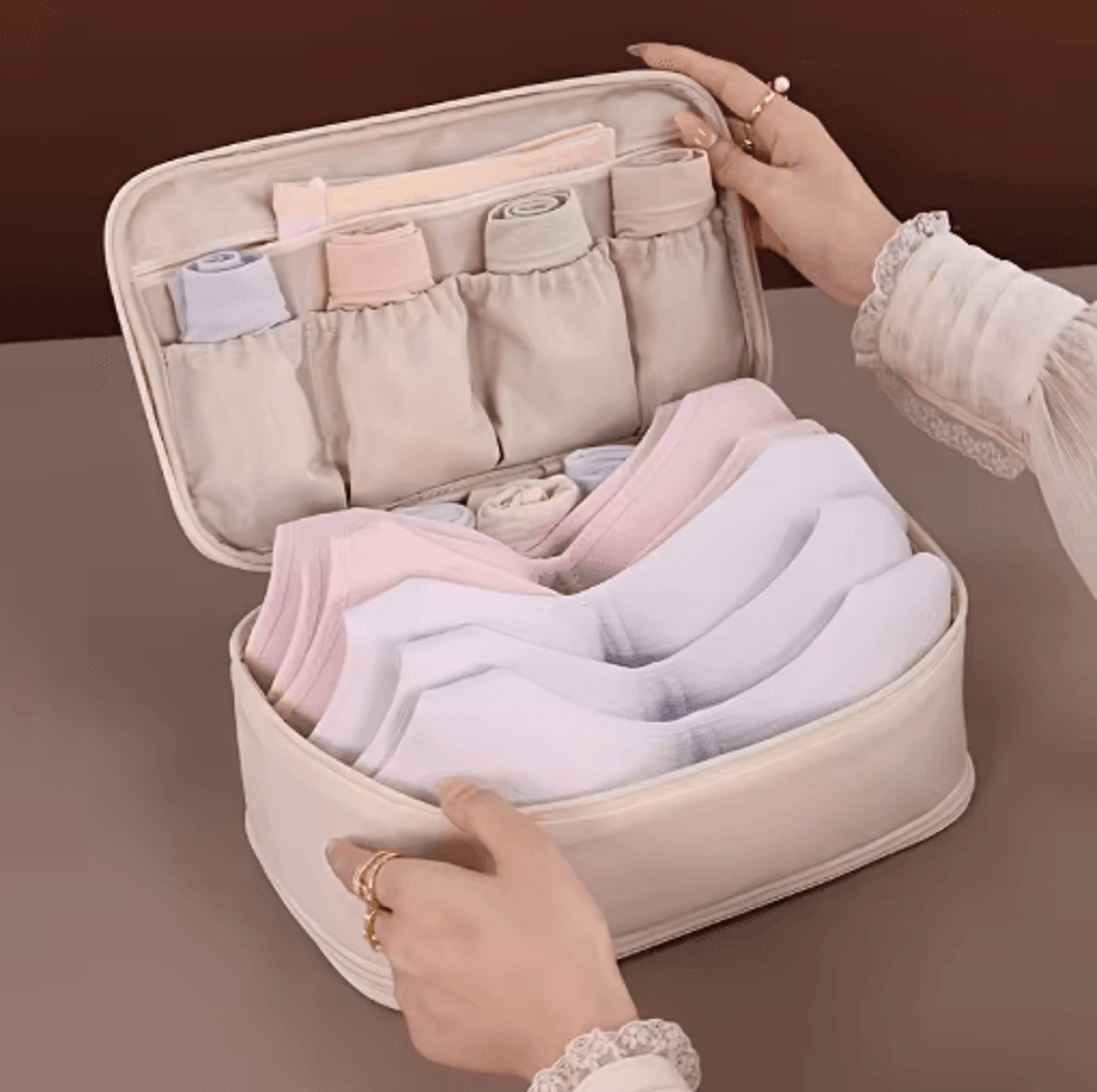 Travel Storage Organizer Bag  DoubleLayer Underwear Socks  Pantyhose Packing Pouch 6