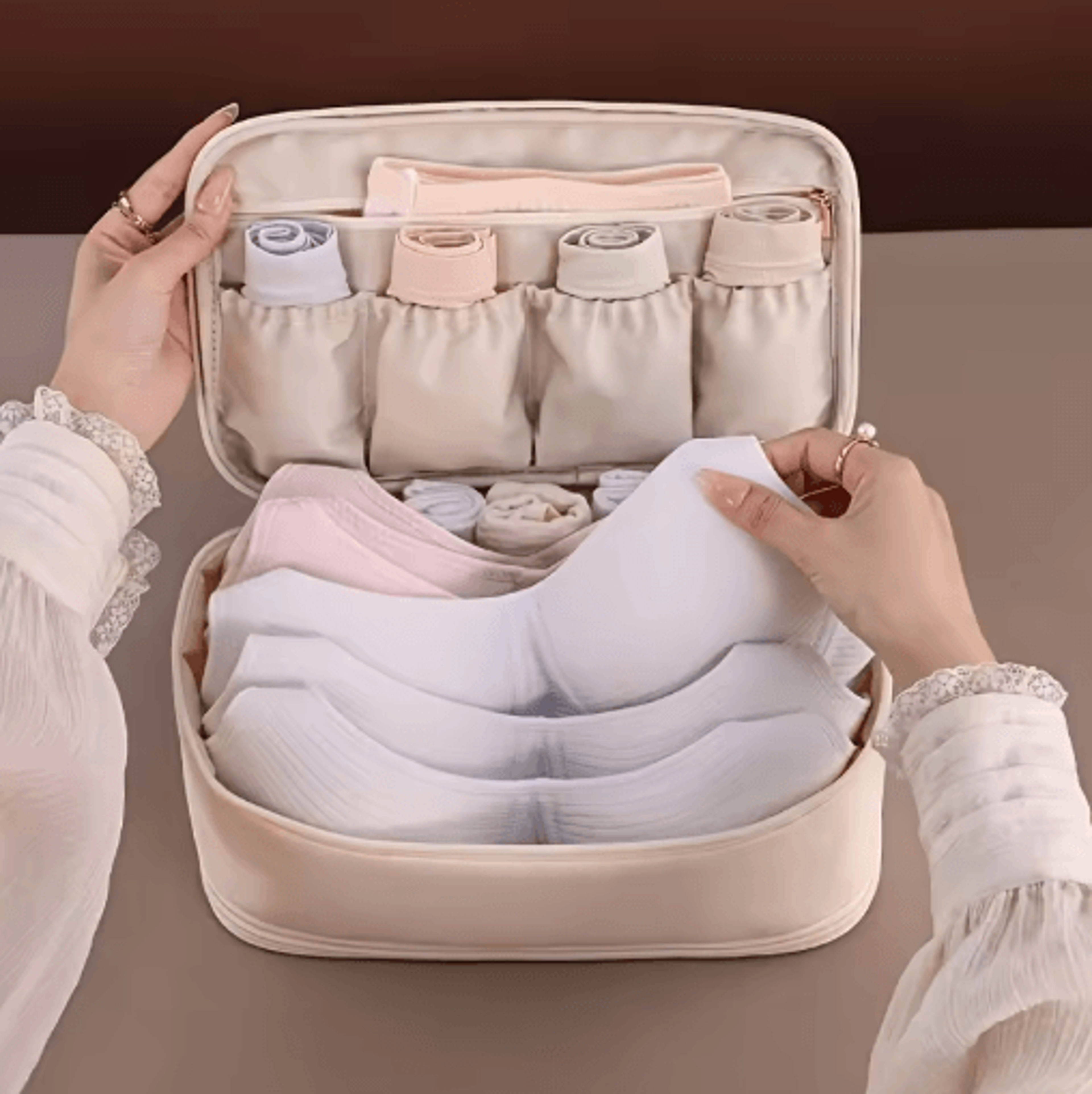travel storage organizer bag – double-layer underwear, socks & pantyhose packing pouch
