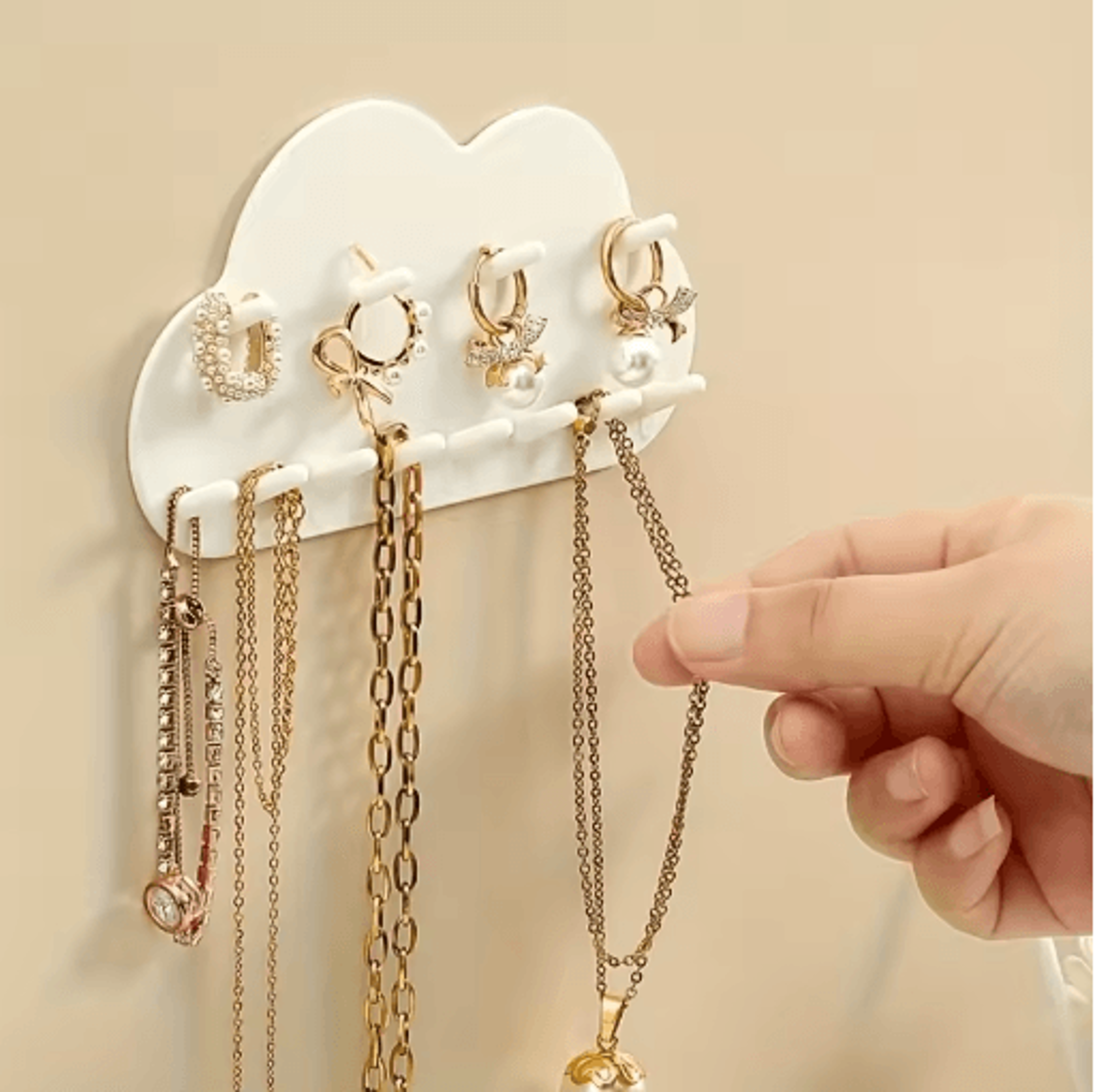 Cloud Shaped Jewelry Hook White Necklace And Bracelet Wall Organizer 5
