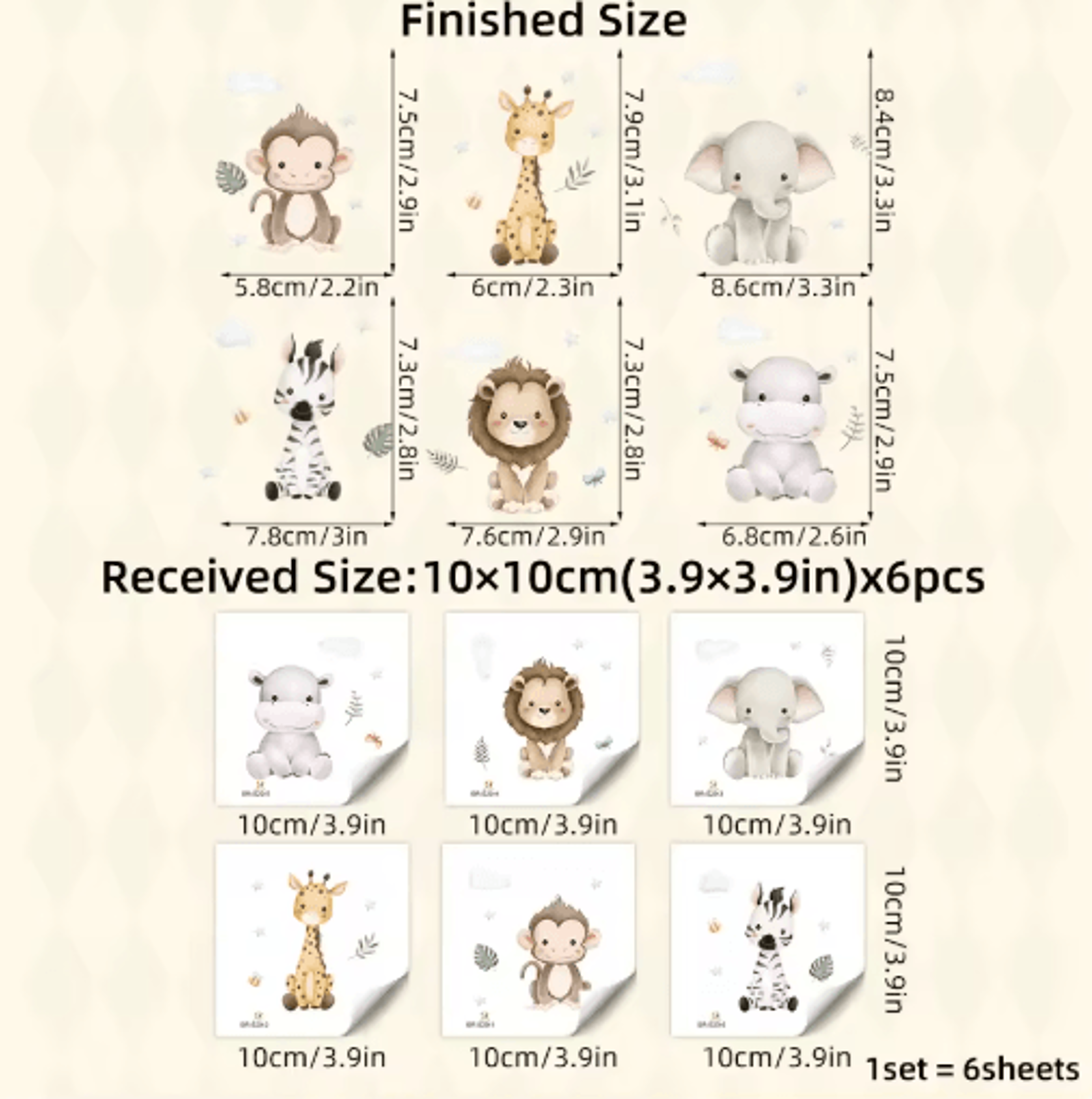 Cute Cartoon Animal Wall Stickers 6Piece Set  PVC Switch  Room Decor Decals 2