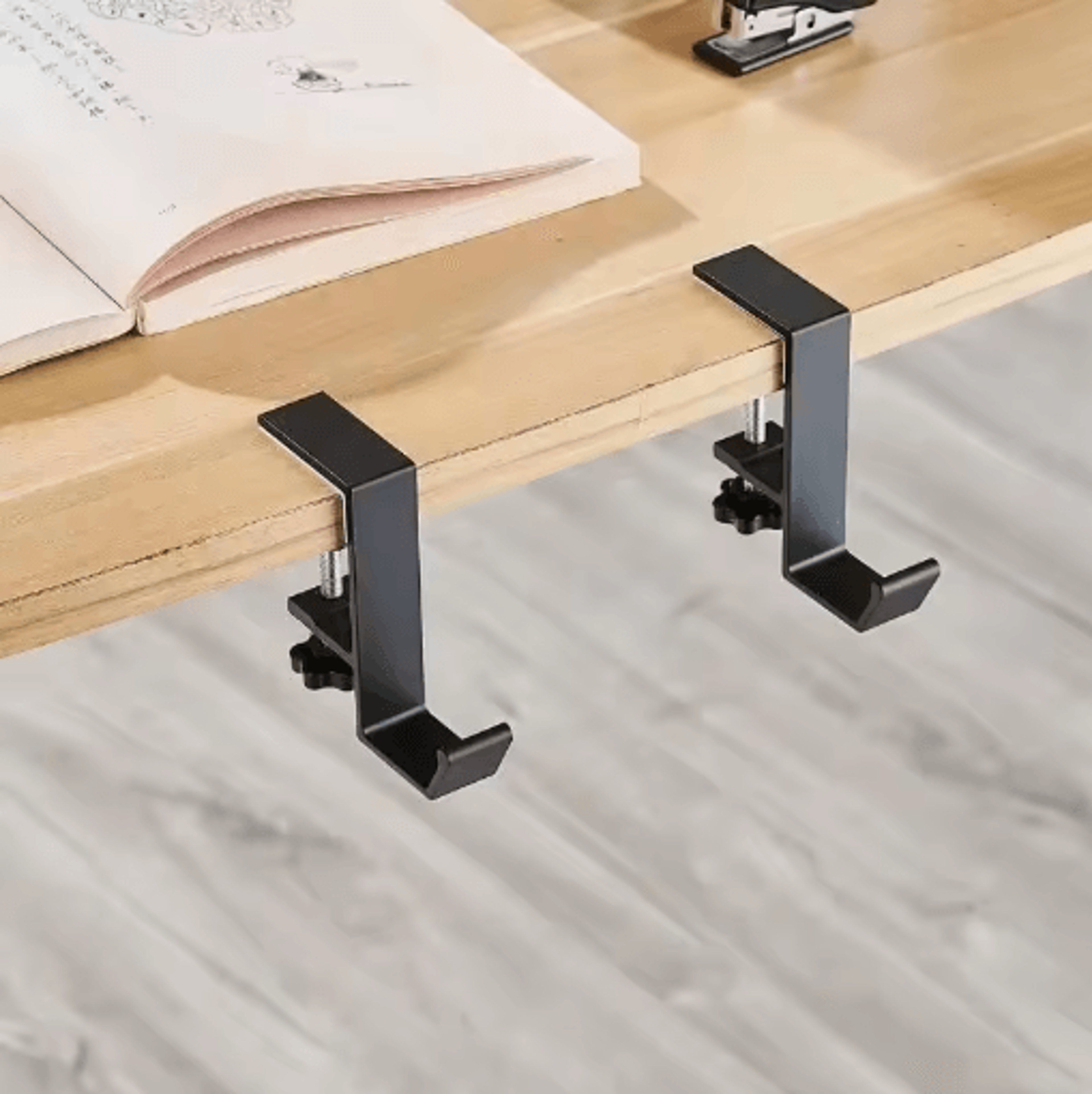 Adjustable Desk Edge Hook Punch Free Hanging Organizer For Headsets Bags And Accessories 11