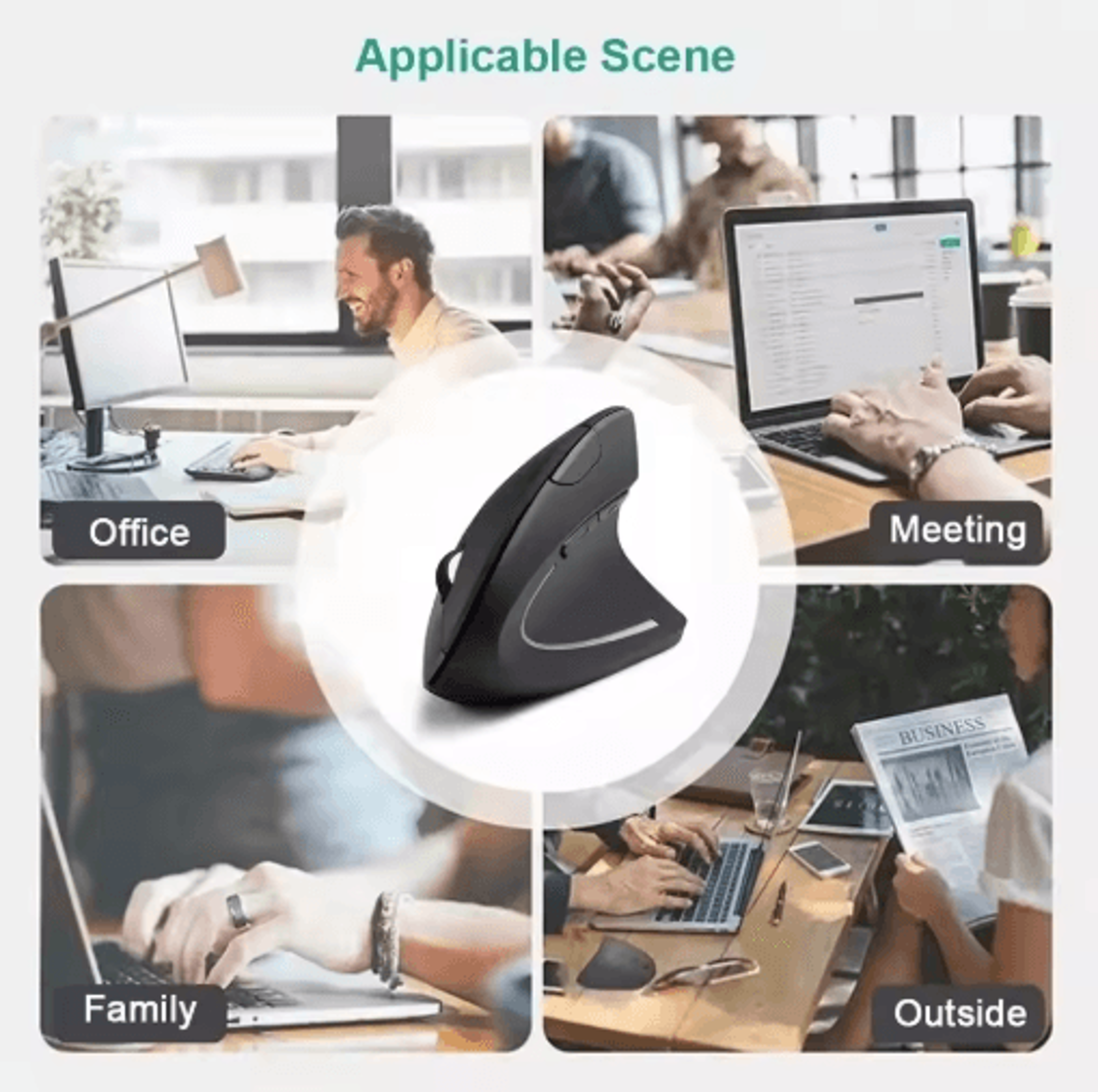 Ergonomic Vertical Mouse  DualMode Wireless Bluetooth Silent Mouse 1600 DPI 3