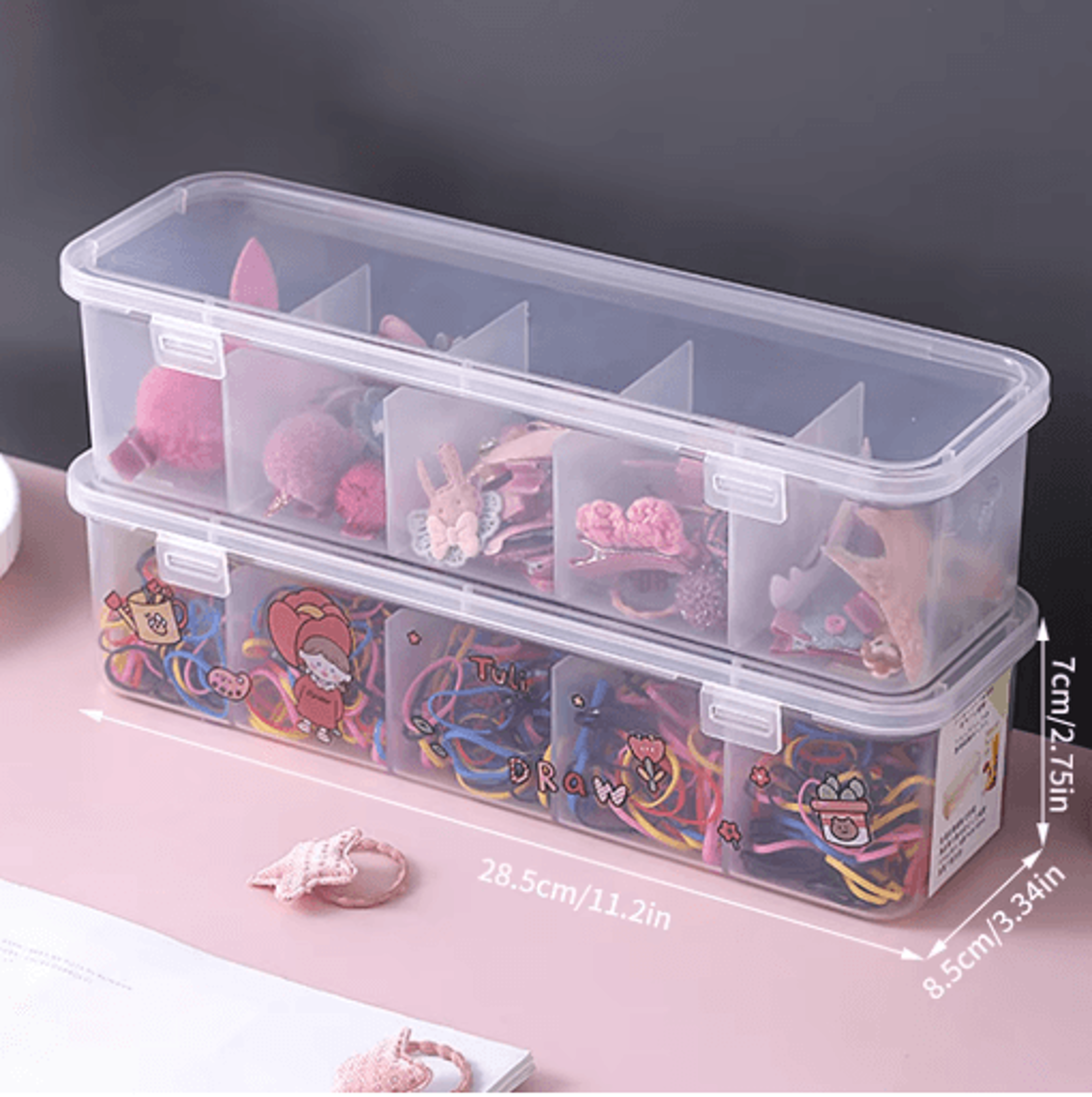 5 Compartment Plastic Jewelry And Hair Accessories Storage Box Desktop Organizer 6