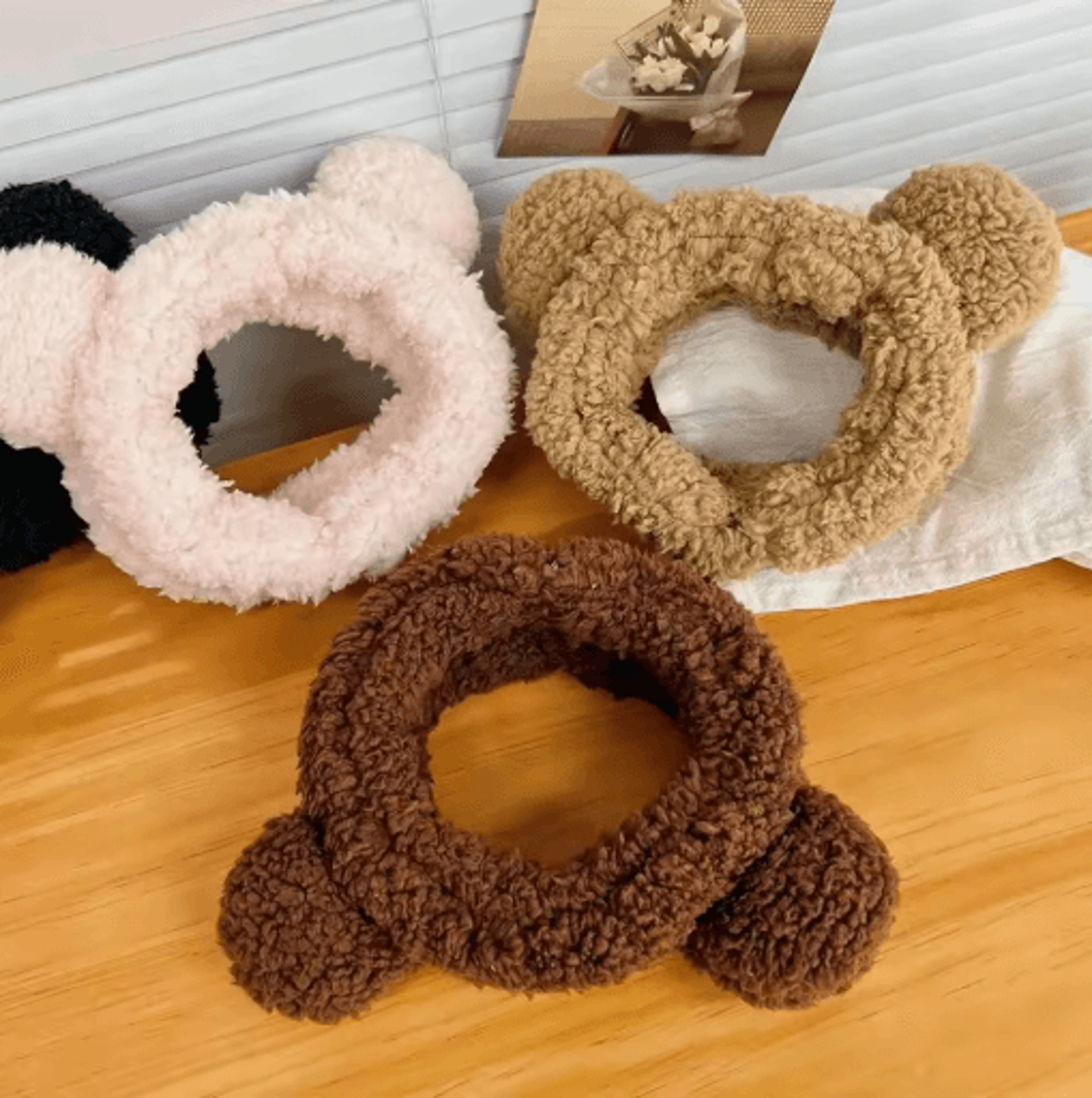 cute bear plush hair band anti slip makeup and face wash headwear