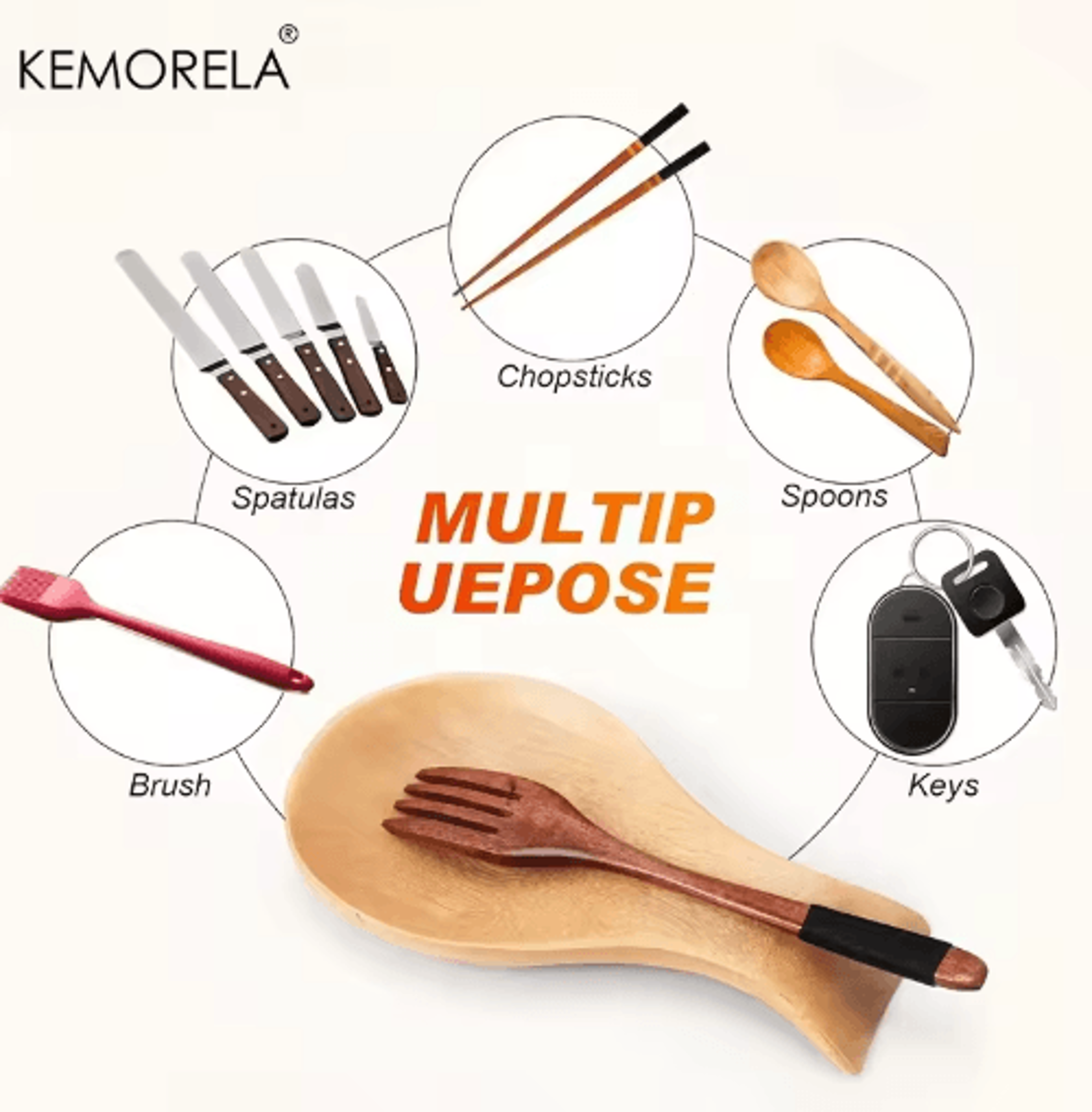Acacia Wood Utensil Holder Elegant Countertop Organizer For Spoons Spatulas  Ladles 12 Piece Set 6