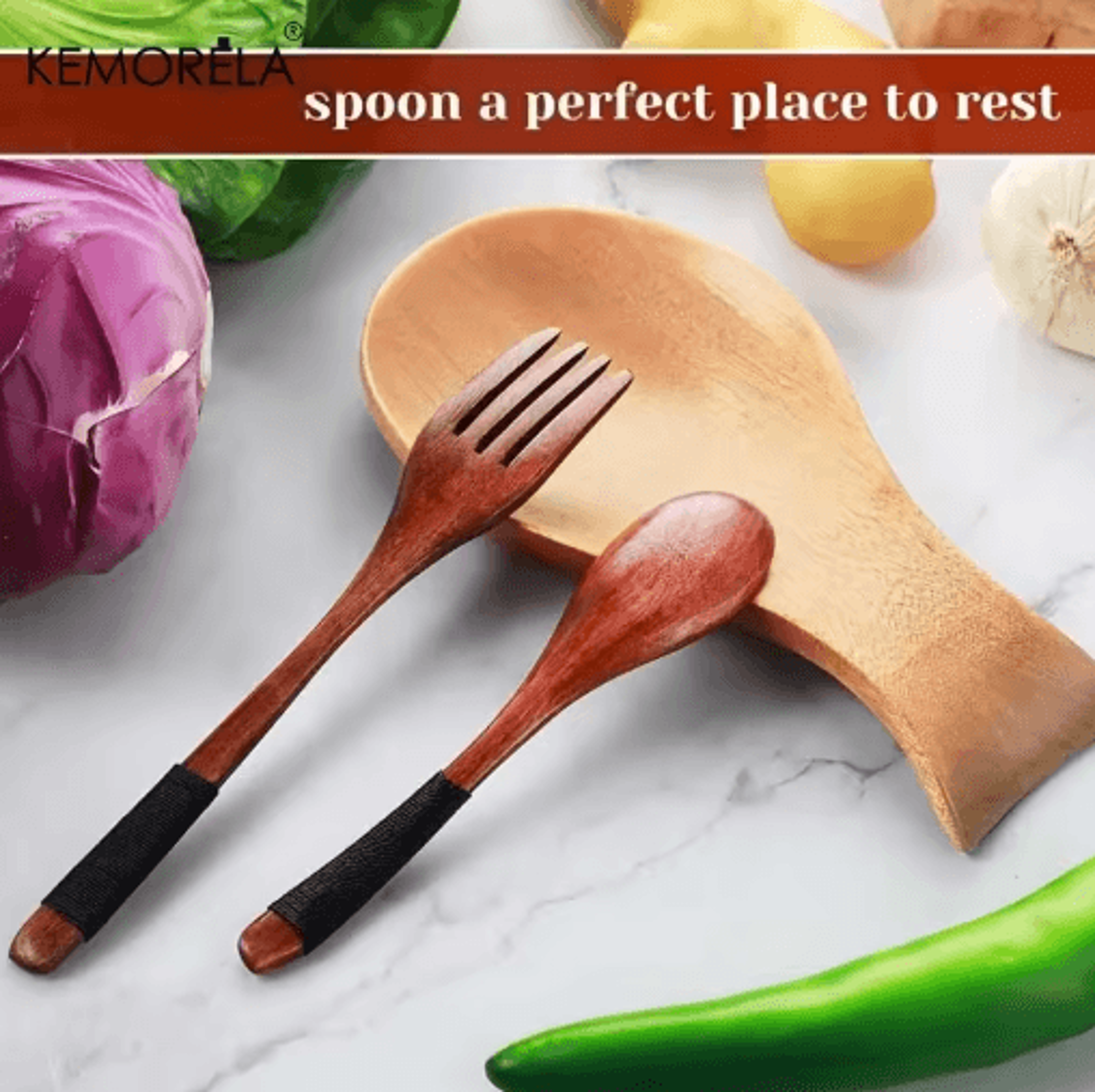 Acacia Wood Utensil Holder Elegant Countertop Organizer For Spoons Spatulas  Ladles 12 Piece Set 7
