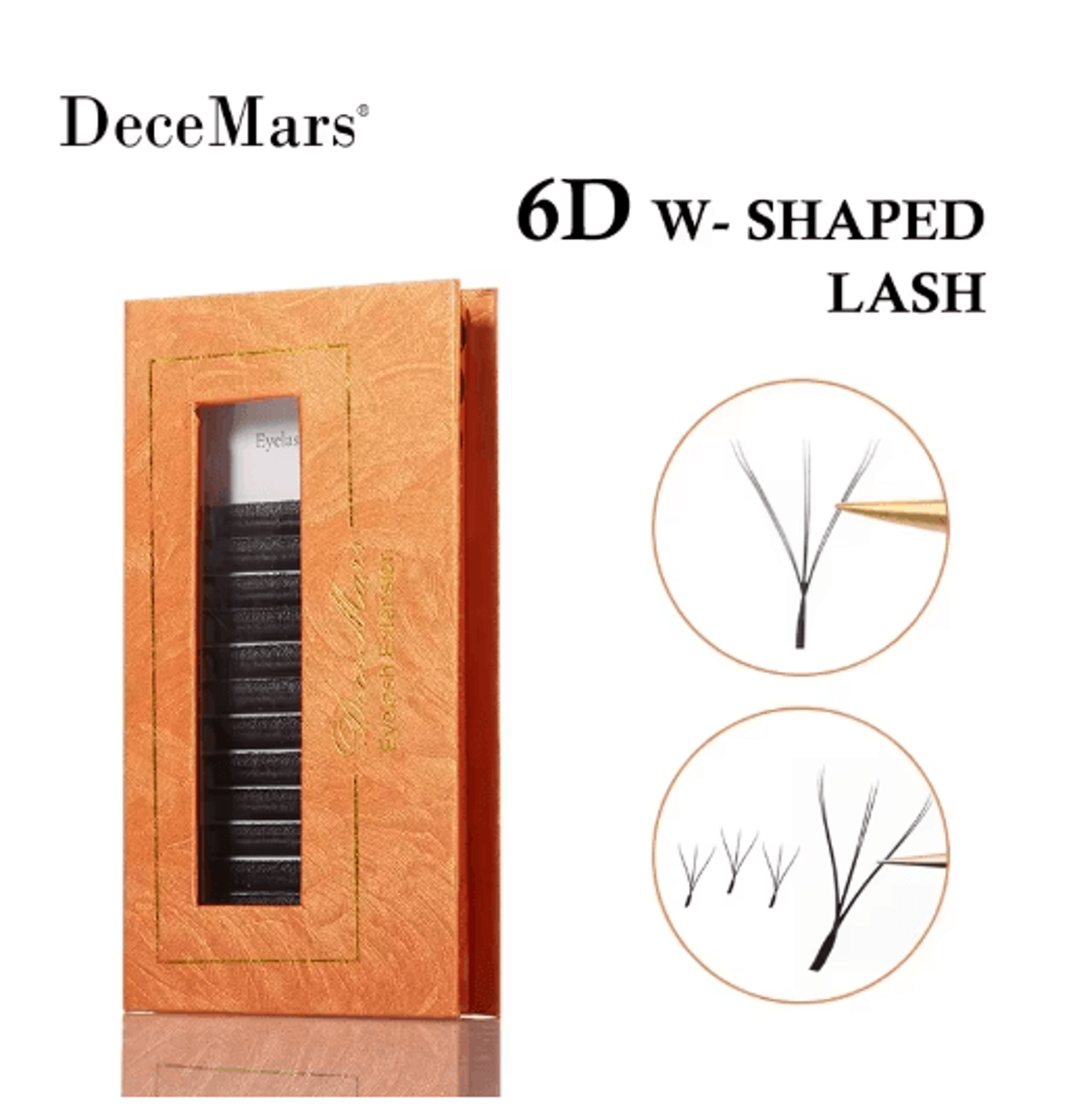 DeceMars 6D W Shaped Eyelash Extensions Soft Volume Individual Lashes 6