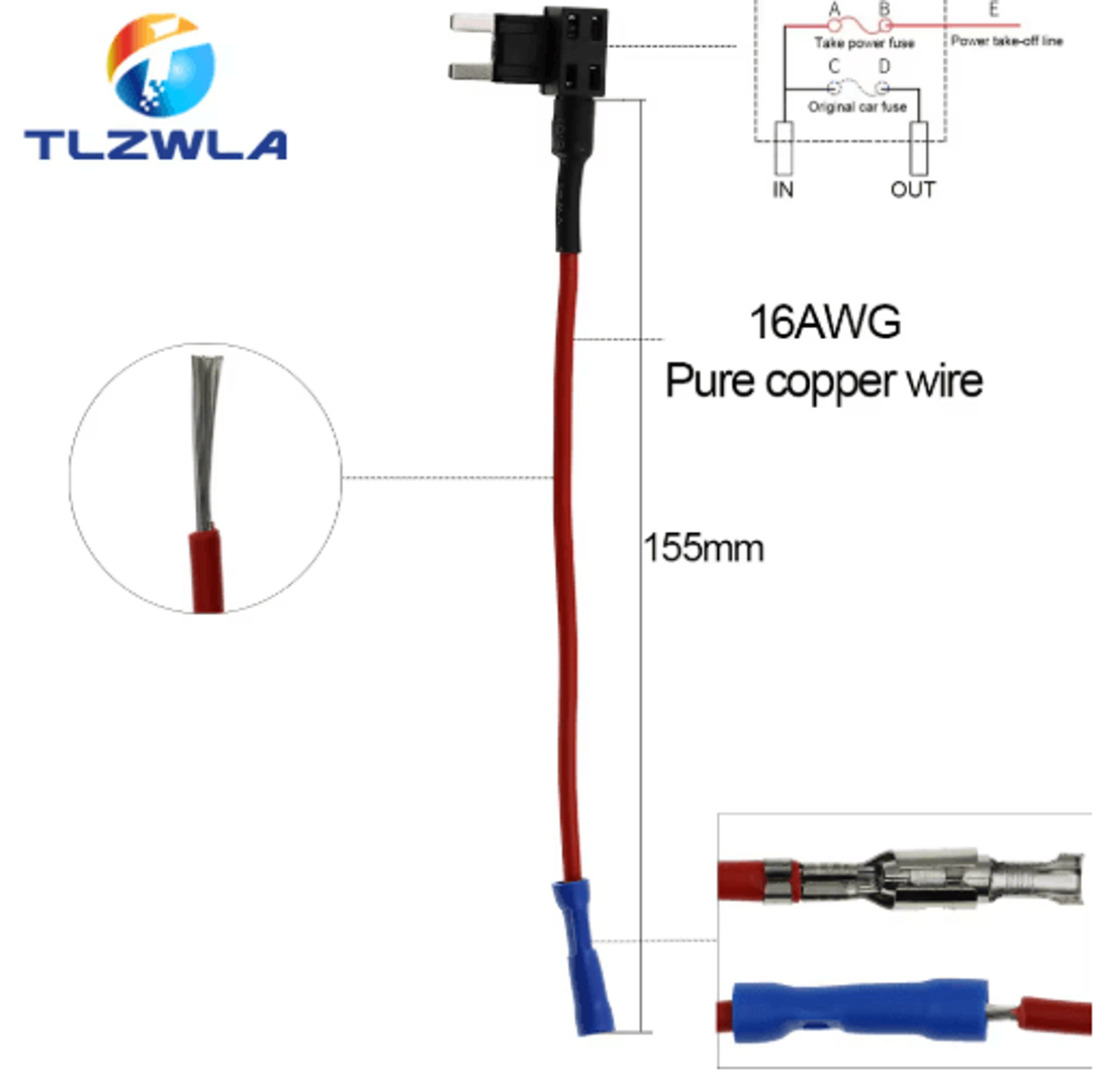 12V AddACircuit Fuse Tap Adapter  Car Fuse Holder With 10A Blade Fuse Mini  Micro  Standard 16
