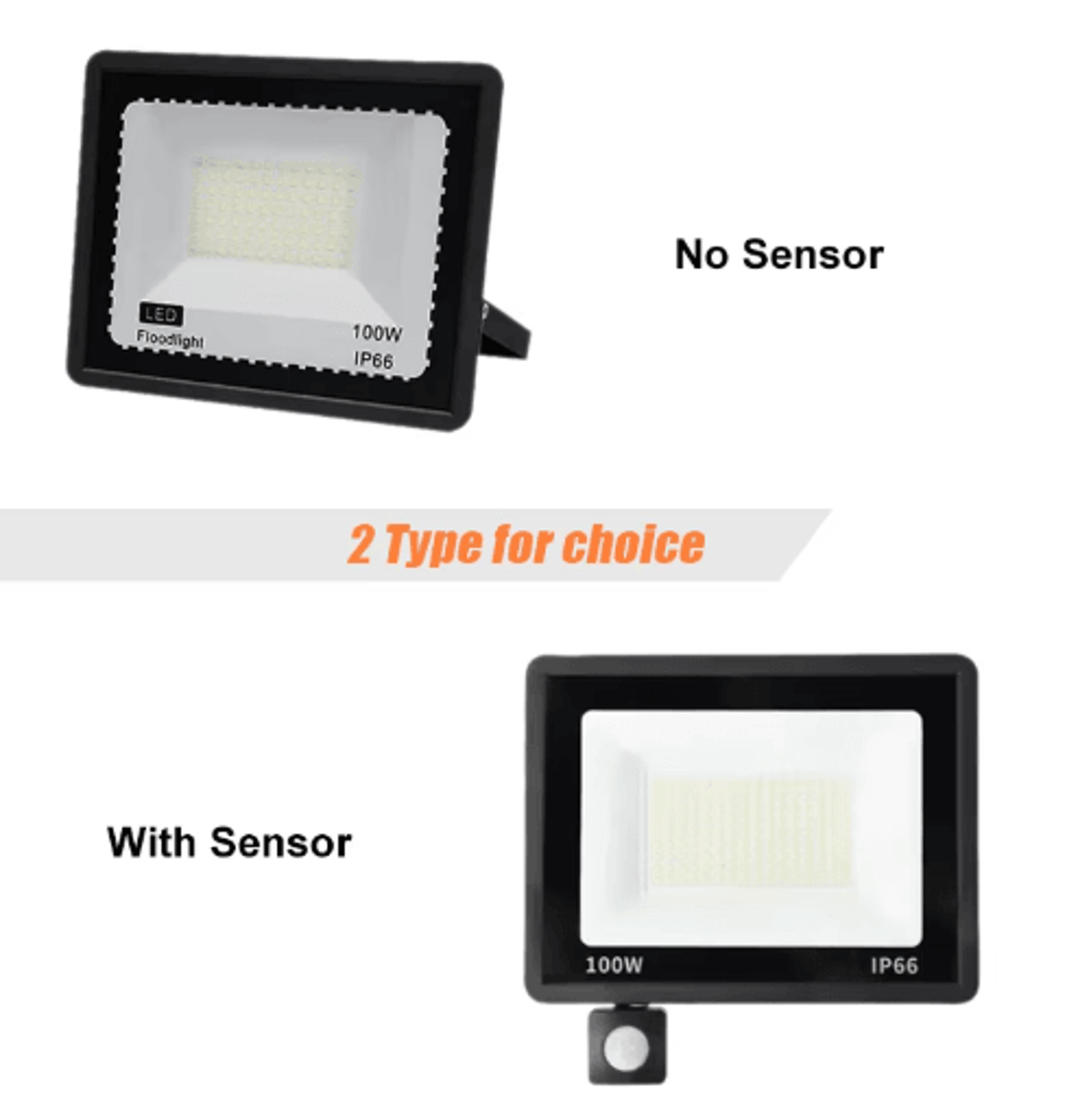 BrightSense Outdoor LED Floodlight With PIR Motion Sensor 10W100W IP66 5