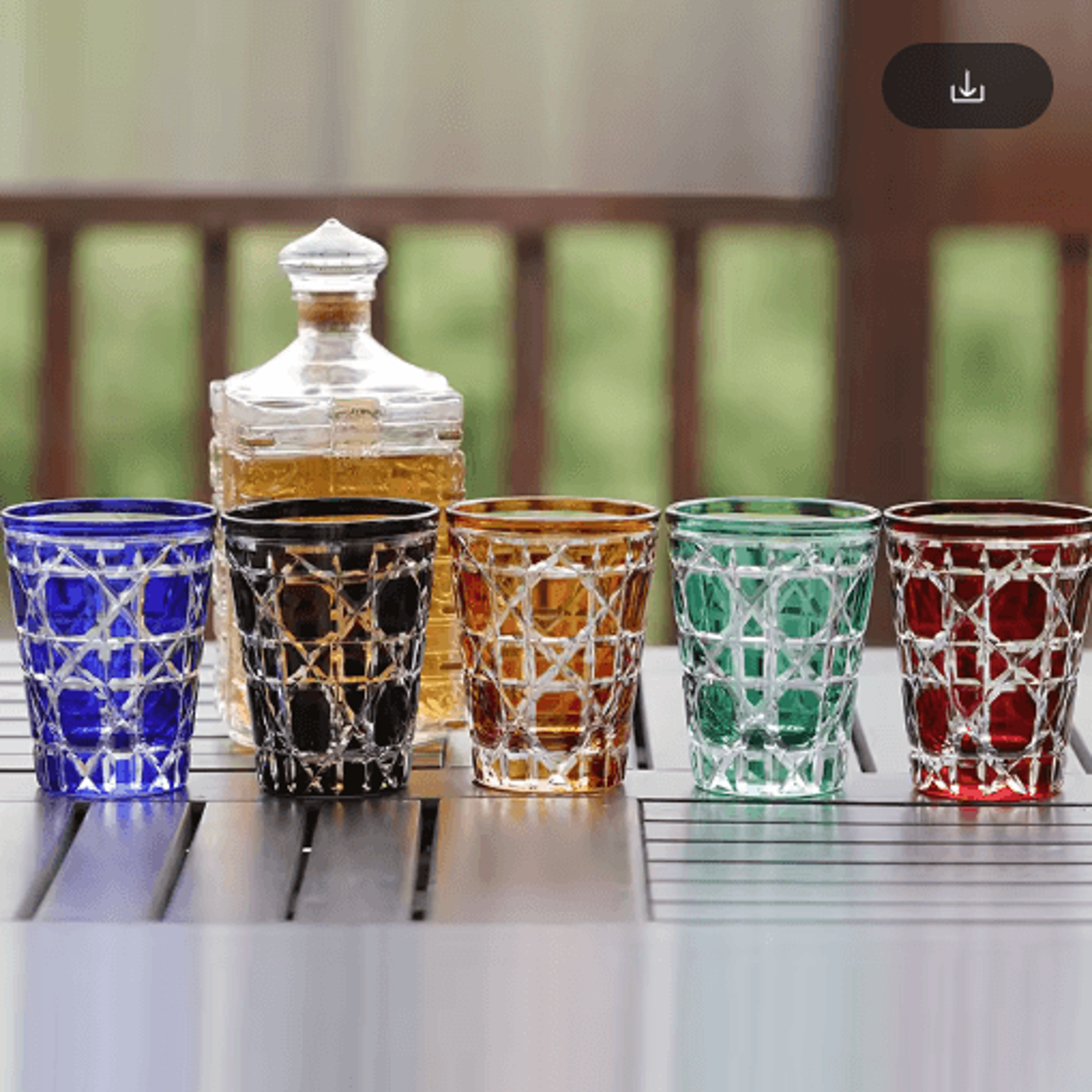 hand cut multi colored cocktail tumbler 260 ml colored whiskey glass for coffee water and spirits