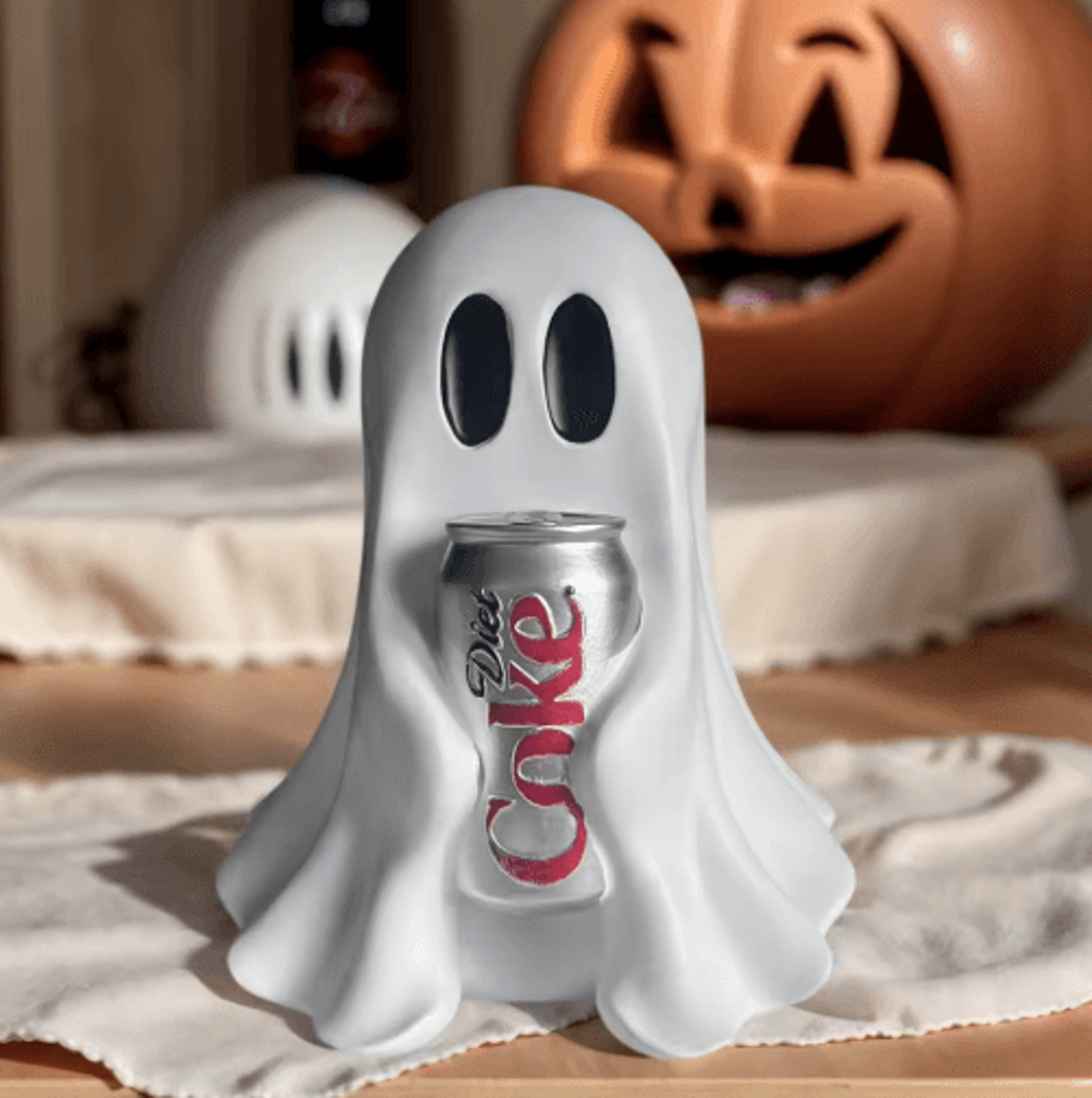Cute Halloween Ghost Holding Coke Tabletop Statue Decor 2