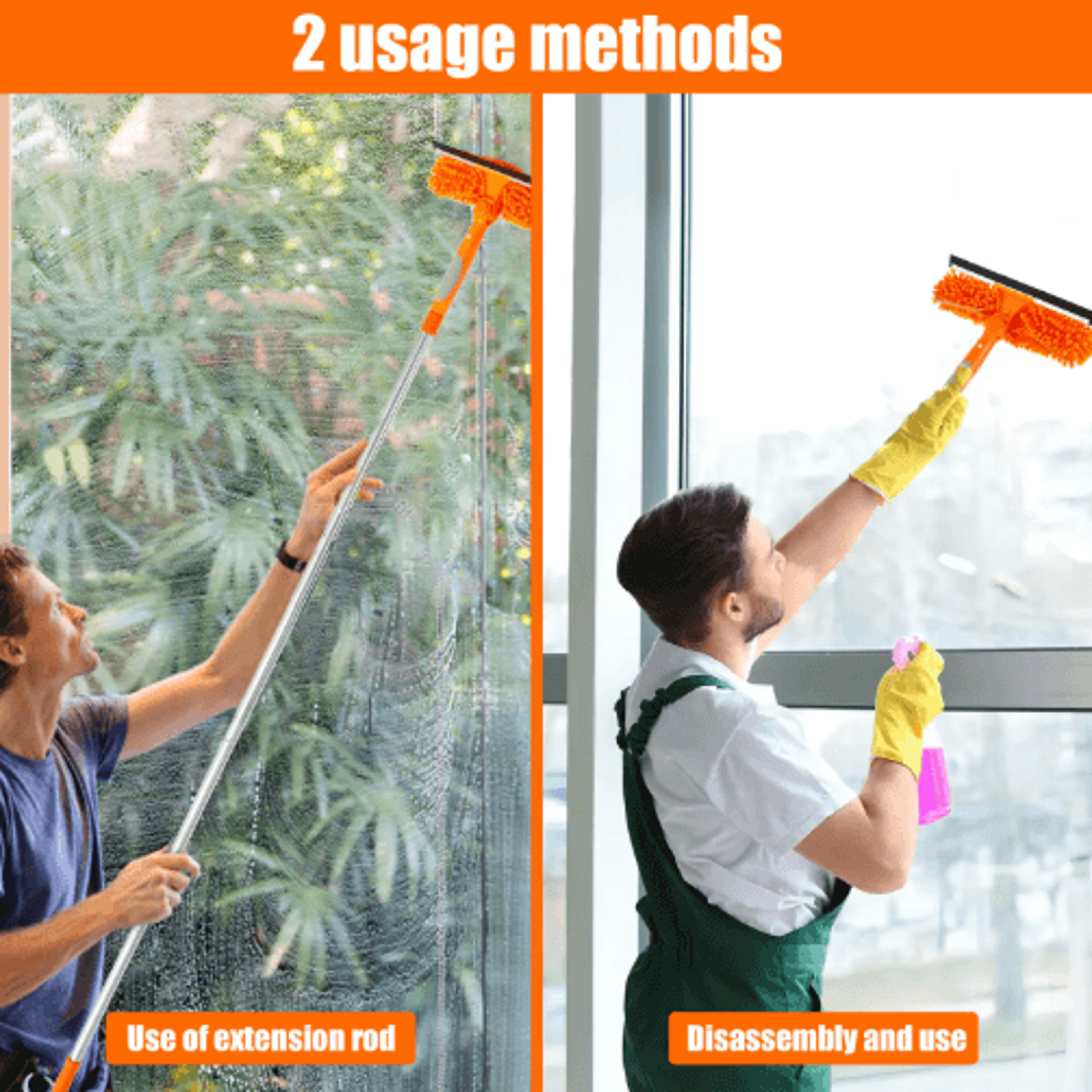 Extendable Window Cleaner Tool Set  180 Rotatable Long Handle Window Mop  Squeegee 6