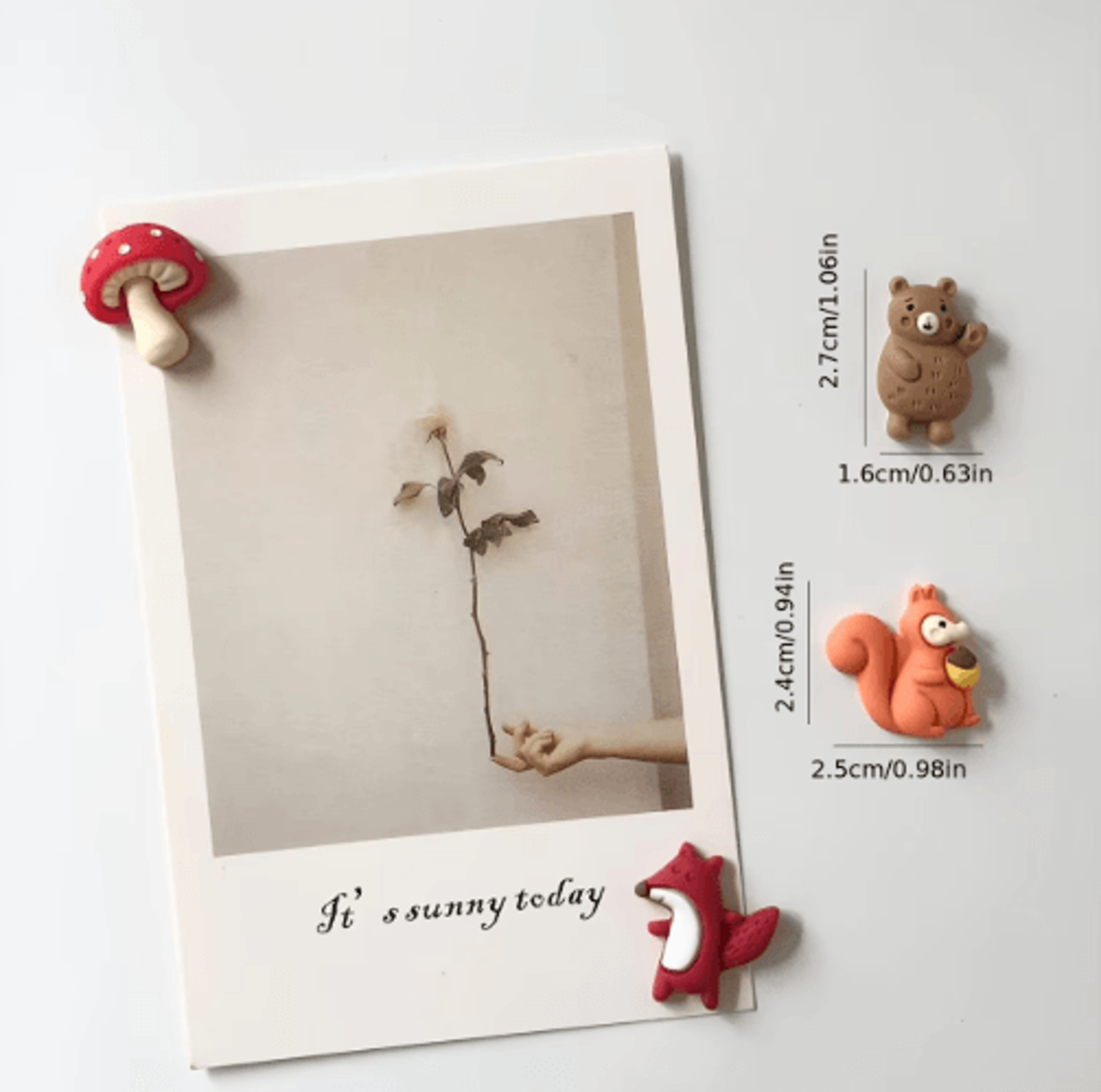 8Piece Fox  Hedgehog Animal Refrigerator Magnets  Cute Resin Fridge Decor Gift Set 3