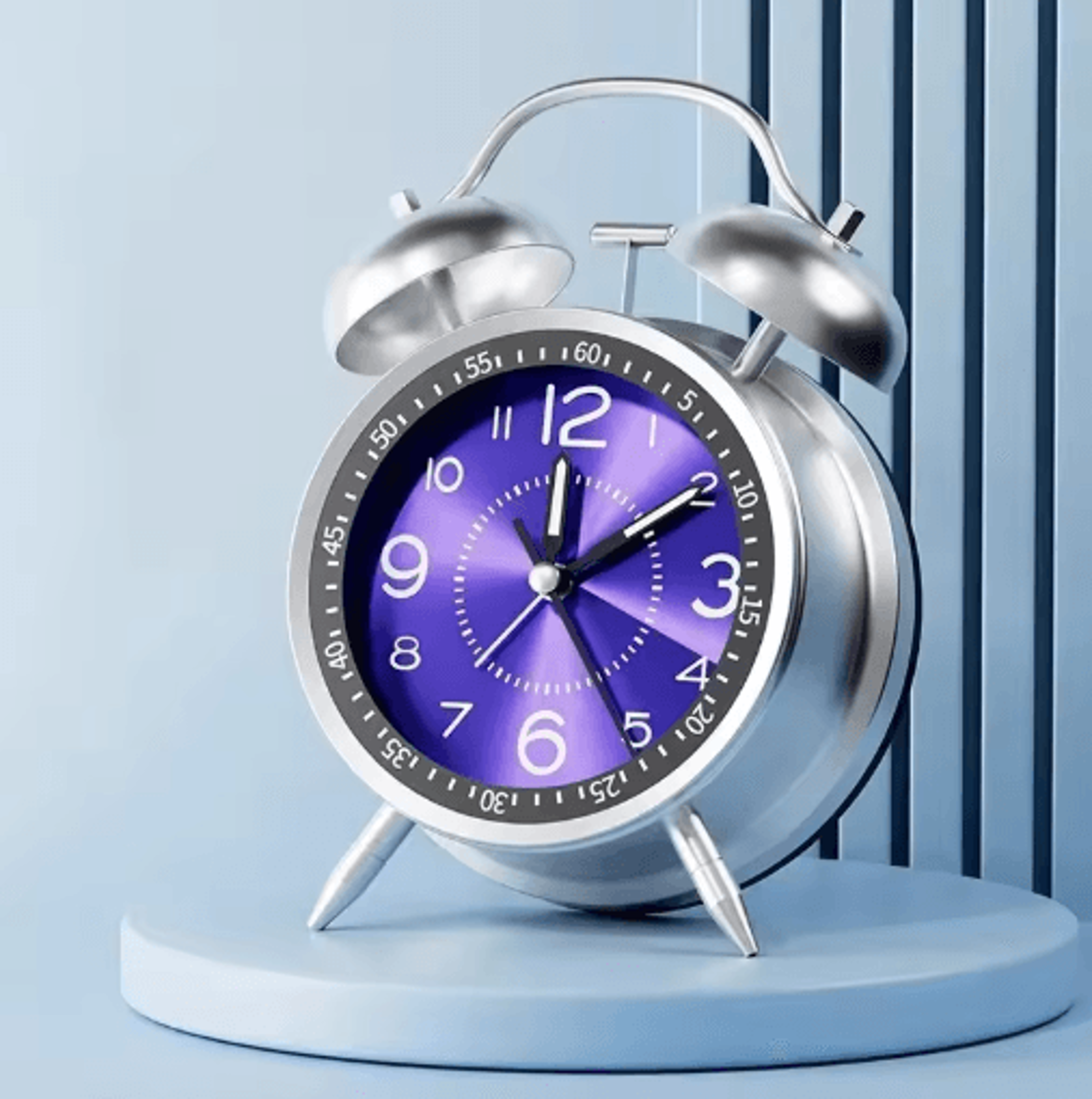 45 Inch Twin Bell Loud Metal Alarm Clock With 3D Dial And Backlight  Retro Battery Operated Desk Cl 4