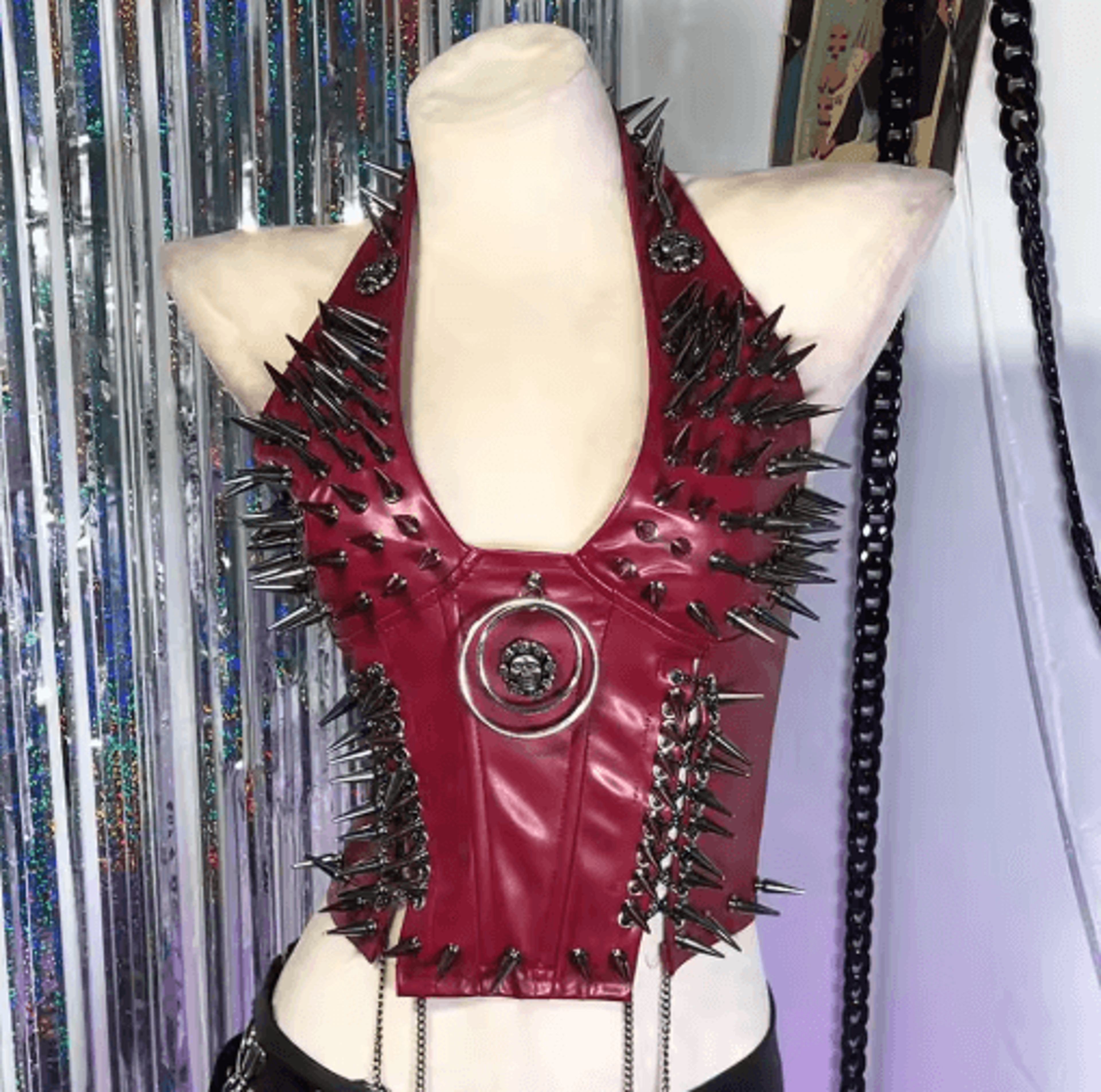 Spiked Gothic Punk Tank  Y2K Grunge PU Leather Alternative Top For Women 9