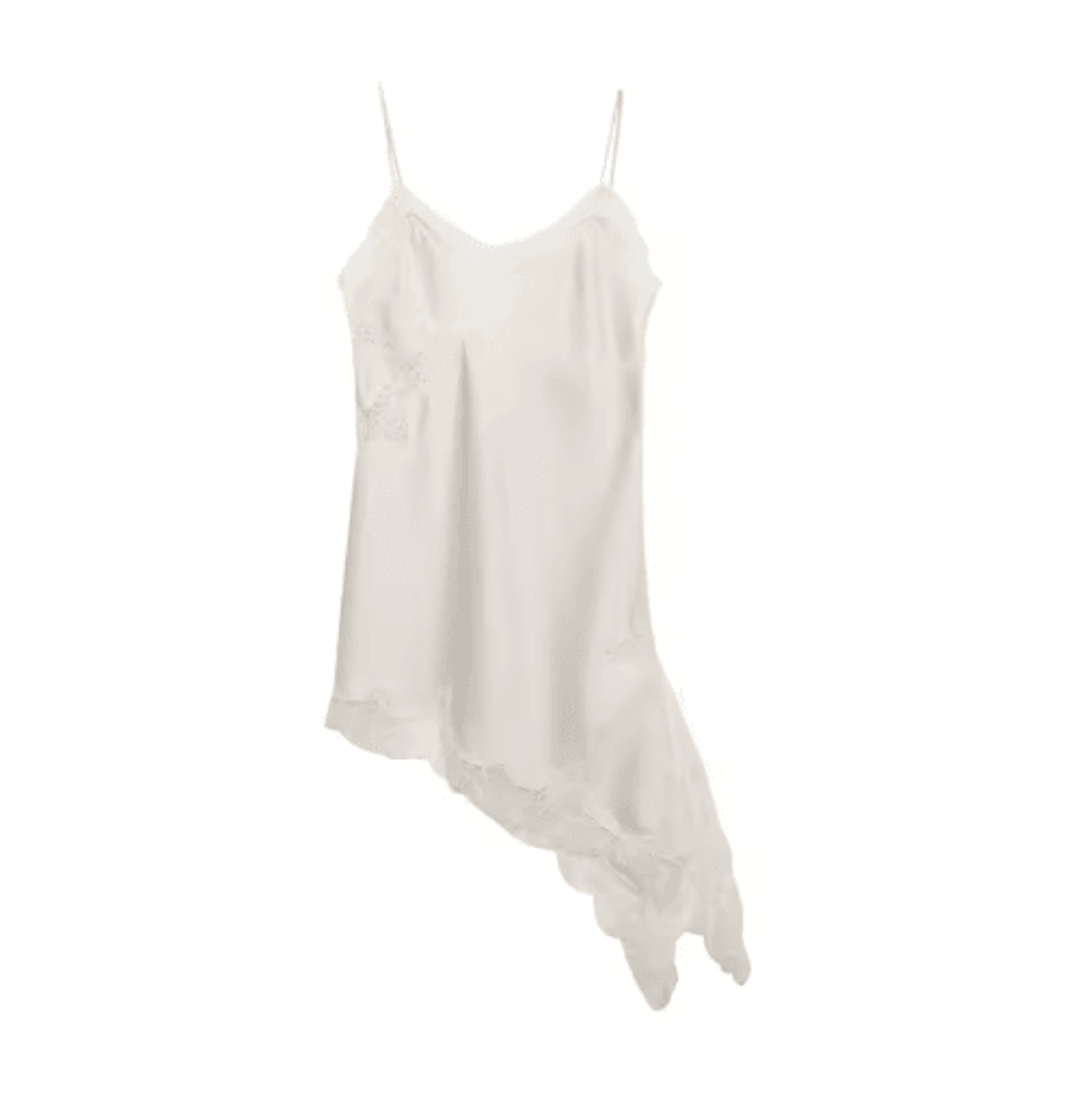 Combhasaki Satin Lace Trim Asymmetrical Cami  Flowy High Low Silk Layering Top 11