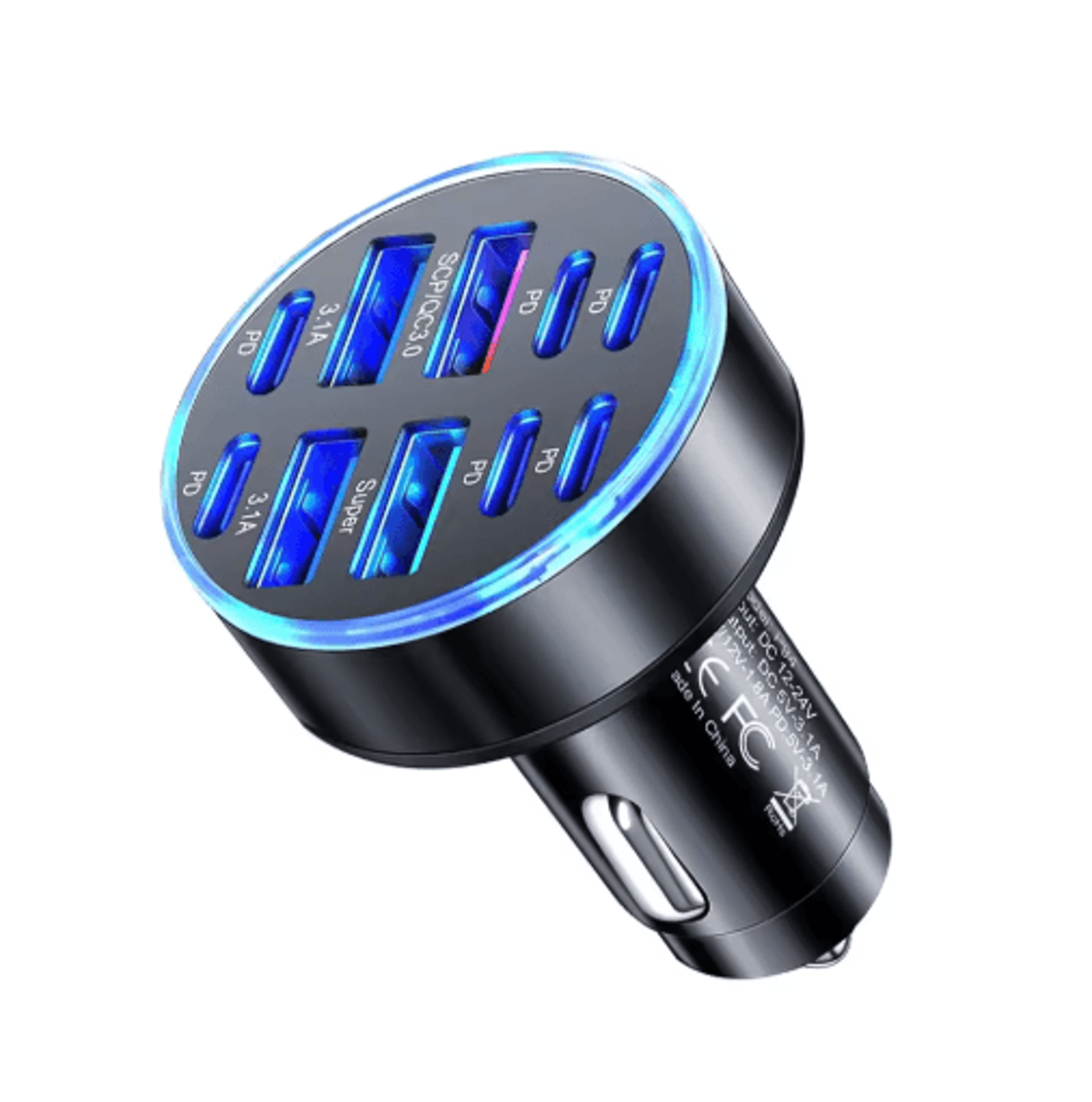 UltraFast 10Port 100W Car Charger With 4 USB  6 PD Power Delivery 1
